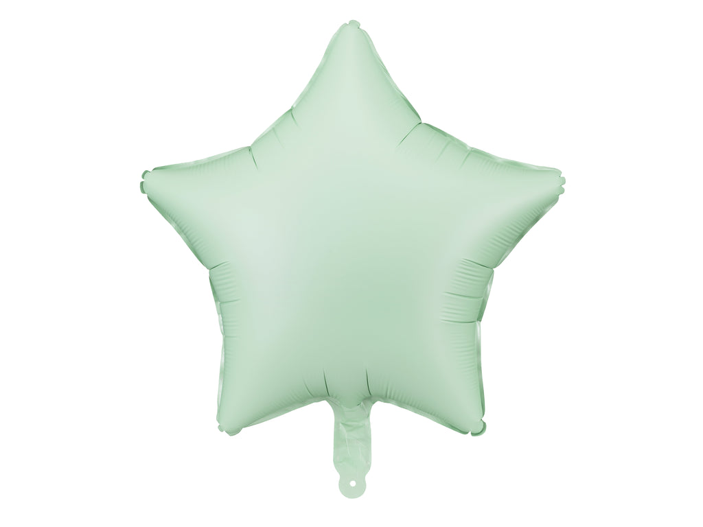 Sternförmiger Folienballon Pastellgrün – 48 cm | Matter Sternballon für Hochzeit, Babyshower & Geburtstag | Luft oder Helium, inkl. Strohhalm