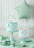 Sternförmiger Folienballon Pastellgrün – 48 cm | Matter Sternballon für Hochzeit, Babyshower & Geburtstag | Luft oder Helium, inkl. Strohhalm