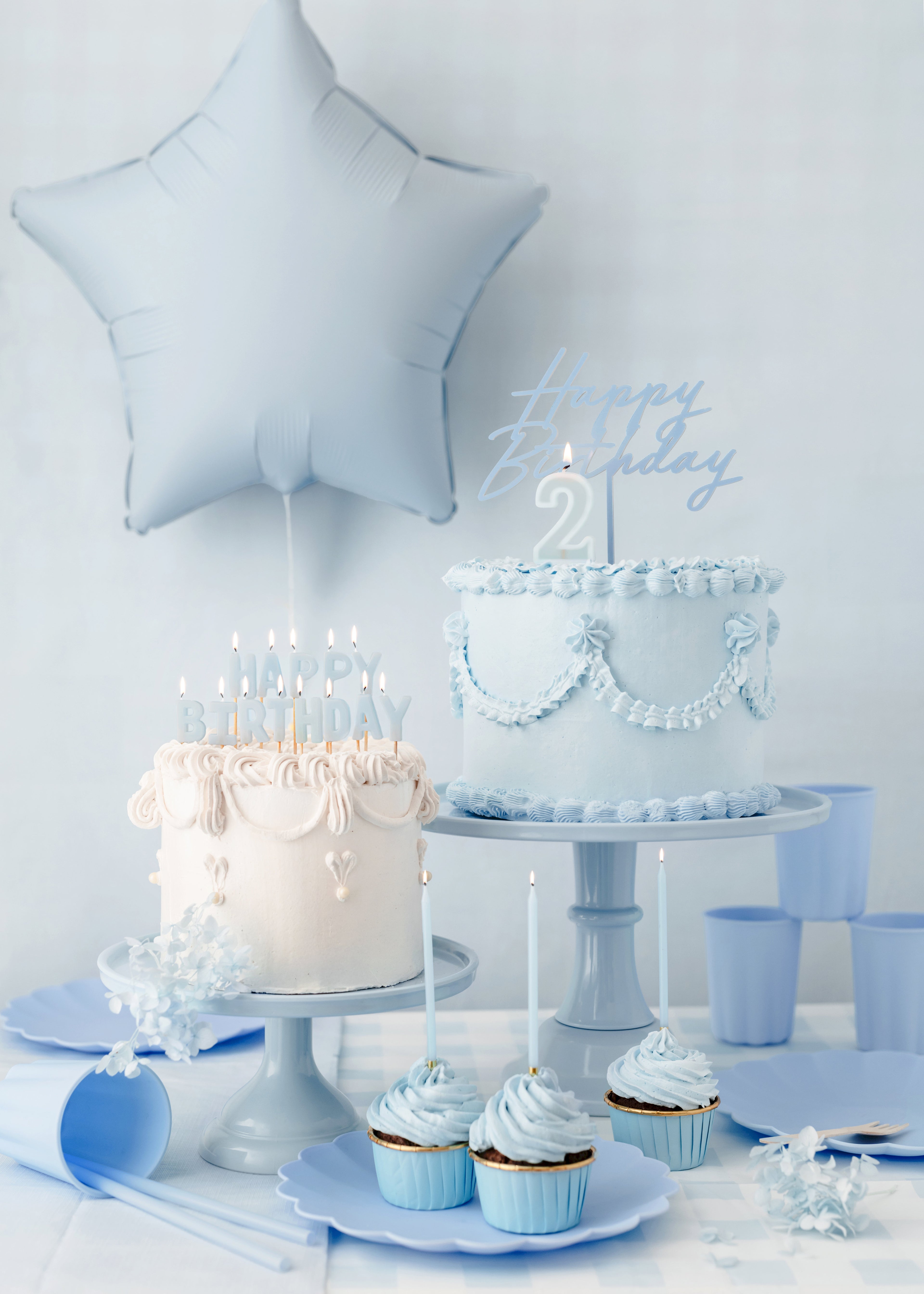 Sternförmiger Folienballon Nebelblau – 48 cm | Matter Sternballon für Babyshower, Taufe, Geburtstag & Party | Luft oder Helium