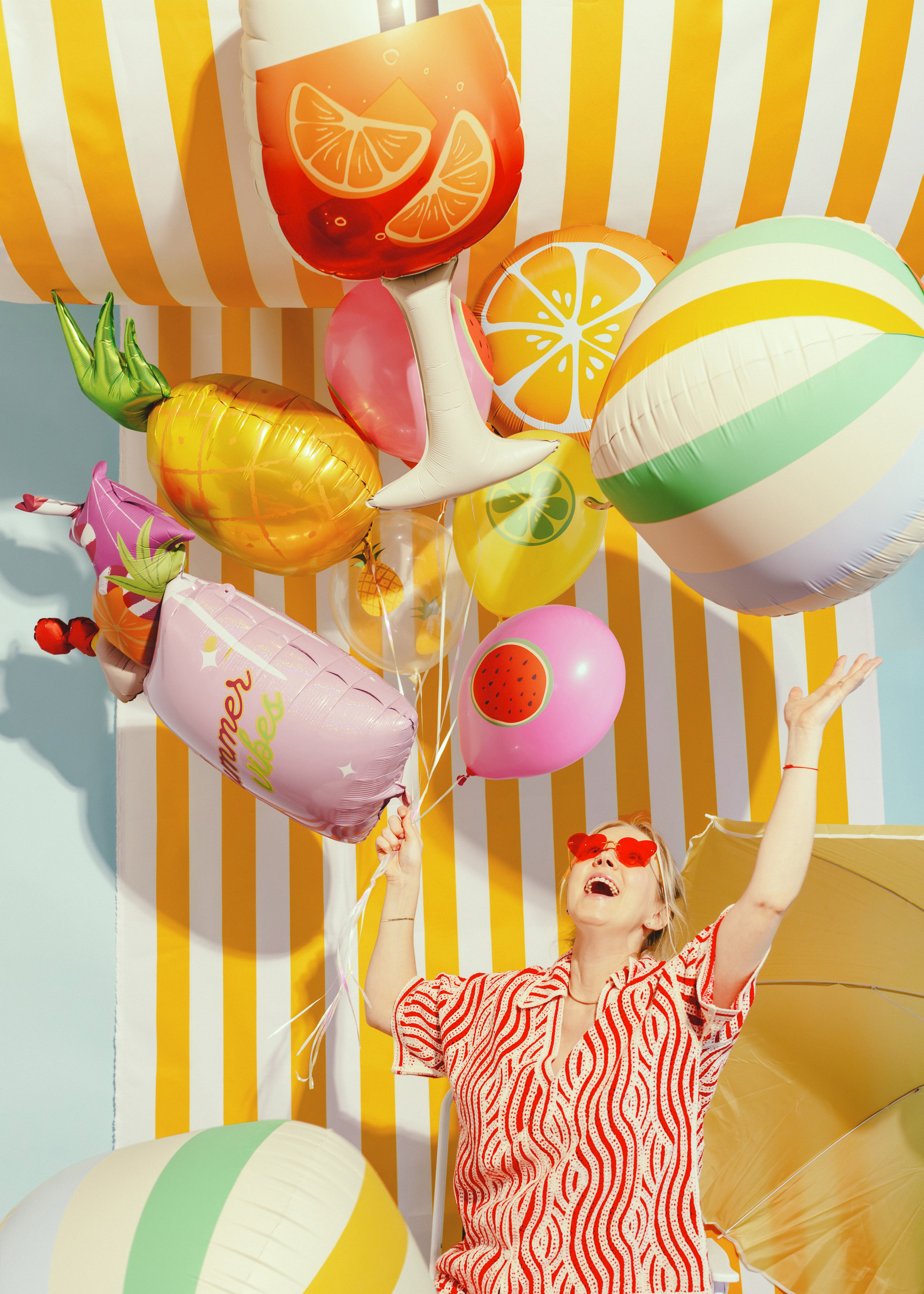 Cocktail-Folienballon "Summer Vibes" 47 x 79 cm - Rosa, für Helium und Luft, Sommerparty- und Poolparty-Deko