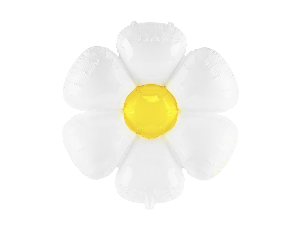 Gänseblümchen-Folienballon XXL 97 x 103 cm - weiß-gelbe Blumen-Deko, für Helium und Luft, Geburtstag und Sommerparty
