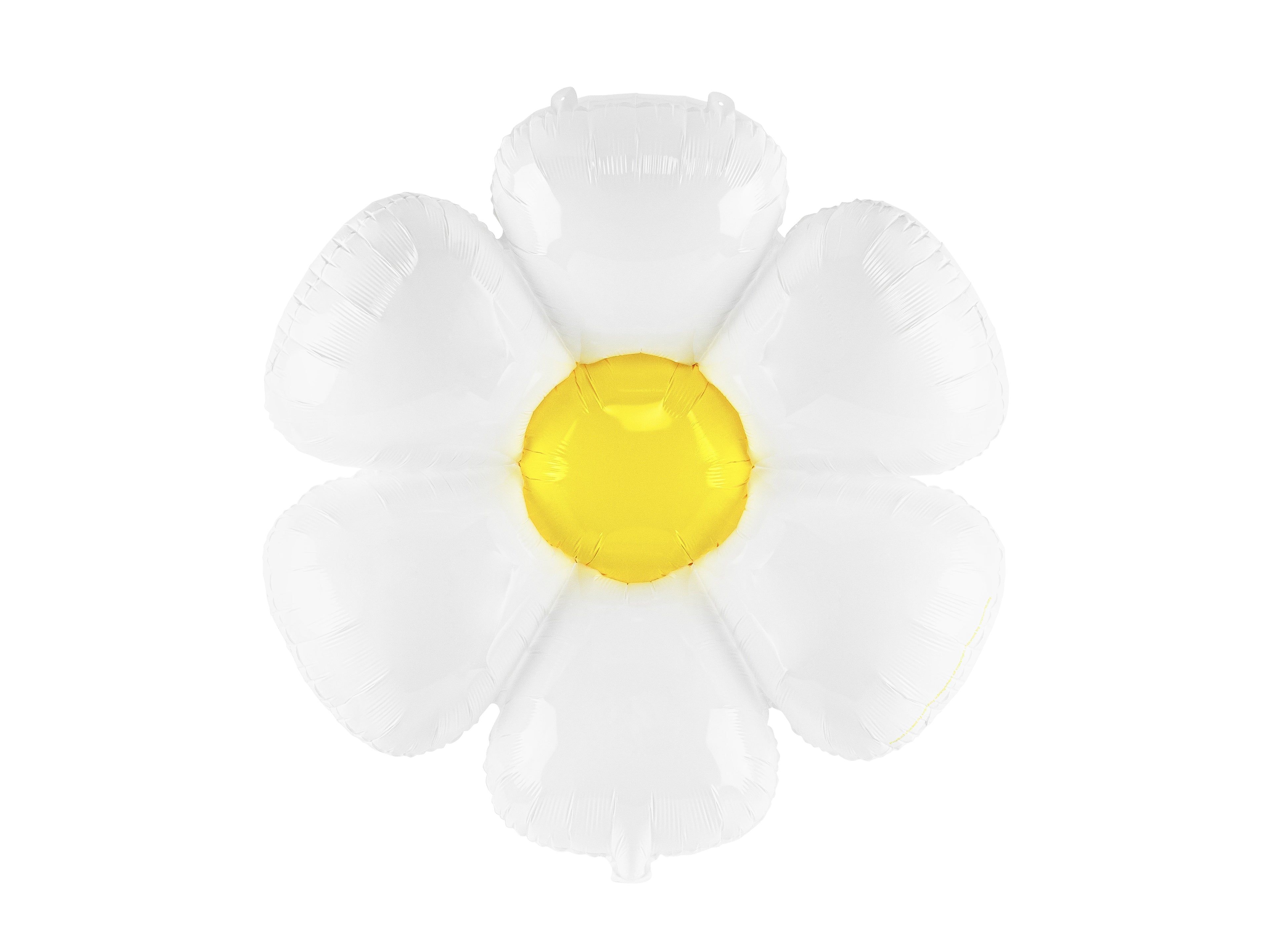 Gänseblümchen-Folienballon XXL 97 x 103 cm - weiß-gelbe Blumen-Deko, für Helium und Luft, Geburtstag und Sommerparty