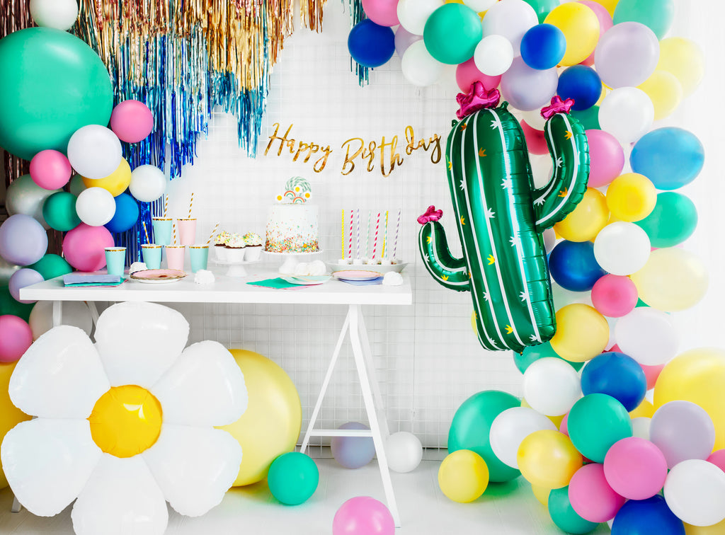 Gänseblümchen-Folienballon XXL 97 x 103 cm - weiß-gelbe Blumen-Deko, für Helium und Luft, Geburtstag und Sommerparty