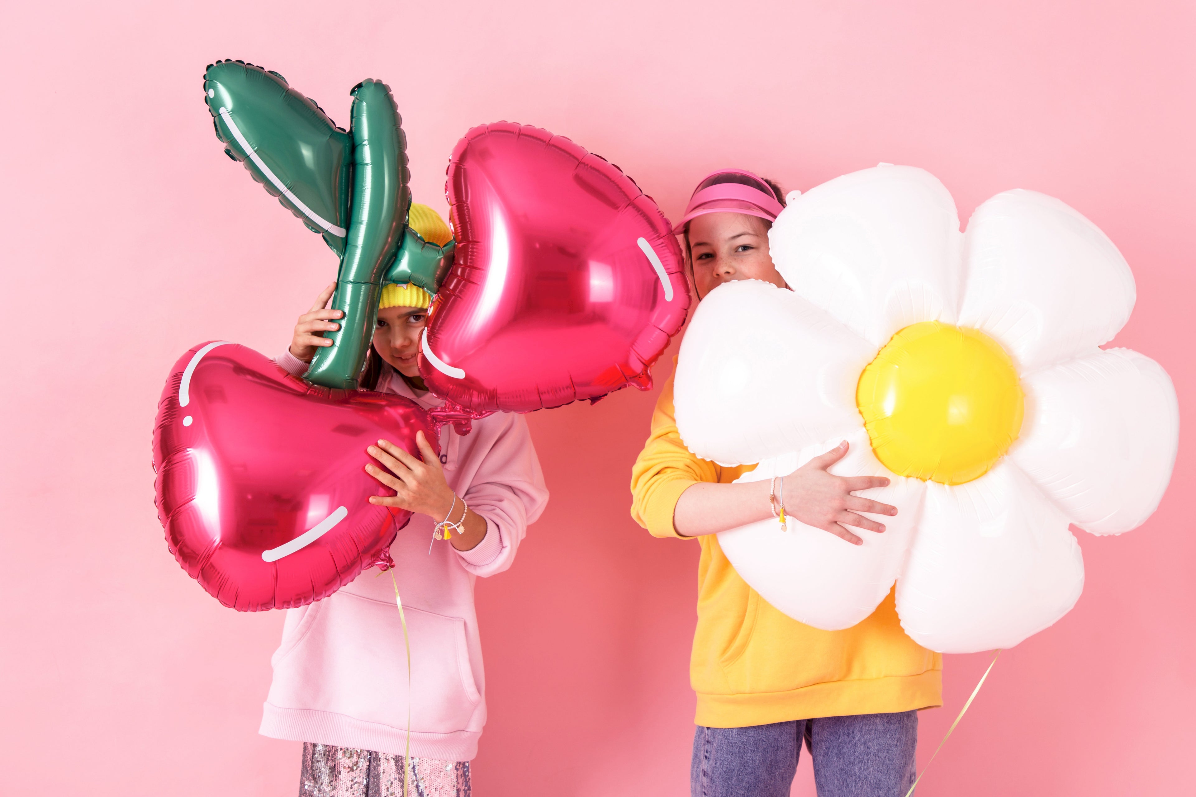 Gänseblümchen-Folienballon XXL 97 x 103 cm - weiß-gelbe Blumen-Deko, für Helium und Luft, Geburtstag und Sommerparty