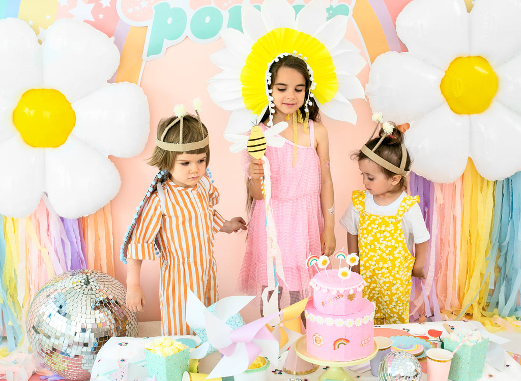 Gänseblümchen-Folienballon XXL 97 x 103 cm - weiß-gelbe Blumen-Deko, für Helium und Luft, Geburtstag und Sommerparty