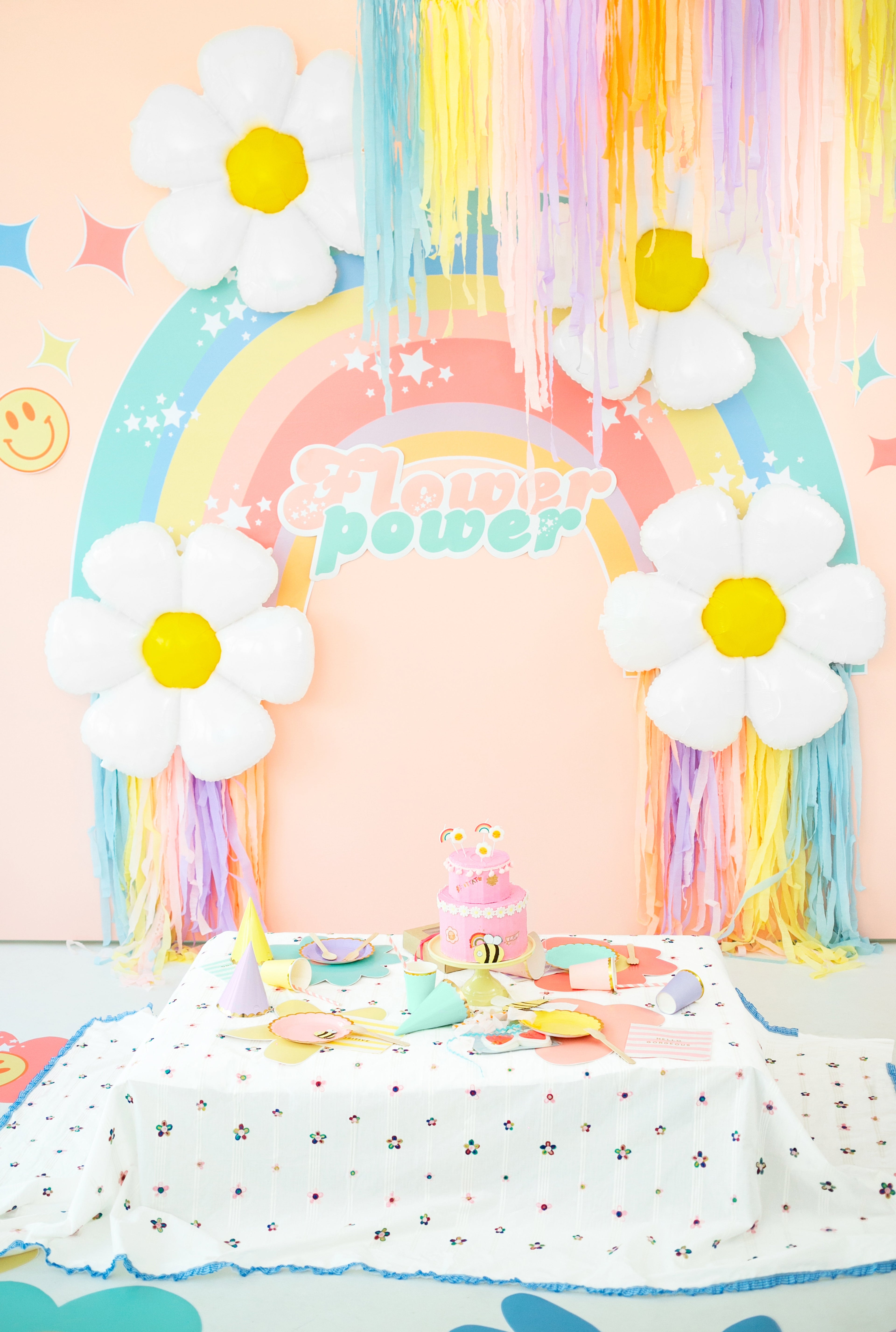 Gänseblümchen-Folienballon XXL 97 x 103 cm - weiß-gelbe Blumen-Deko, für Helium und Luft, Geburtstag und Sommerparty