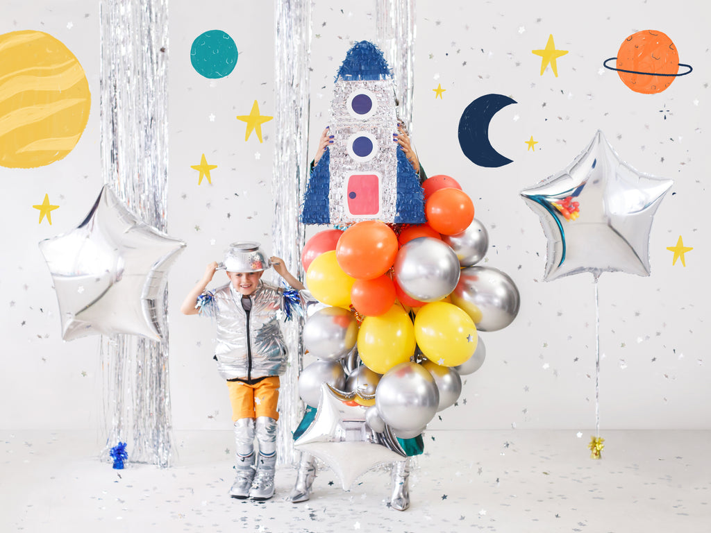 Sternförmiger Folienballon Silber - 70 cm | Metallic Sternballon für Geburtstag, Hochzeit, Silvester, Babyshower & Partydeko