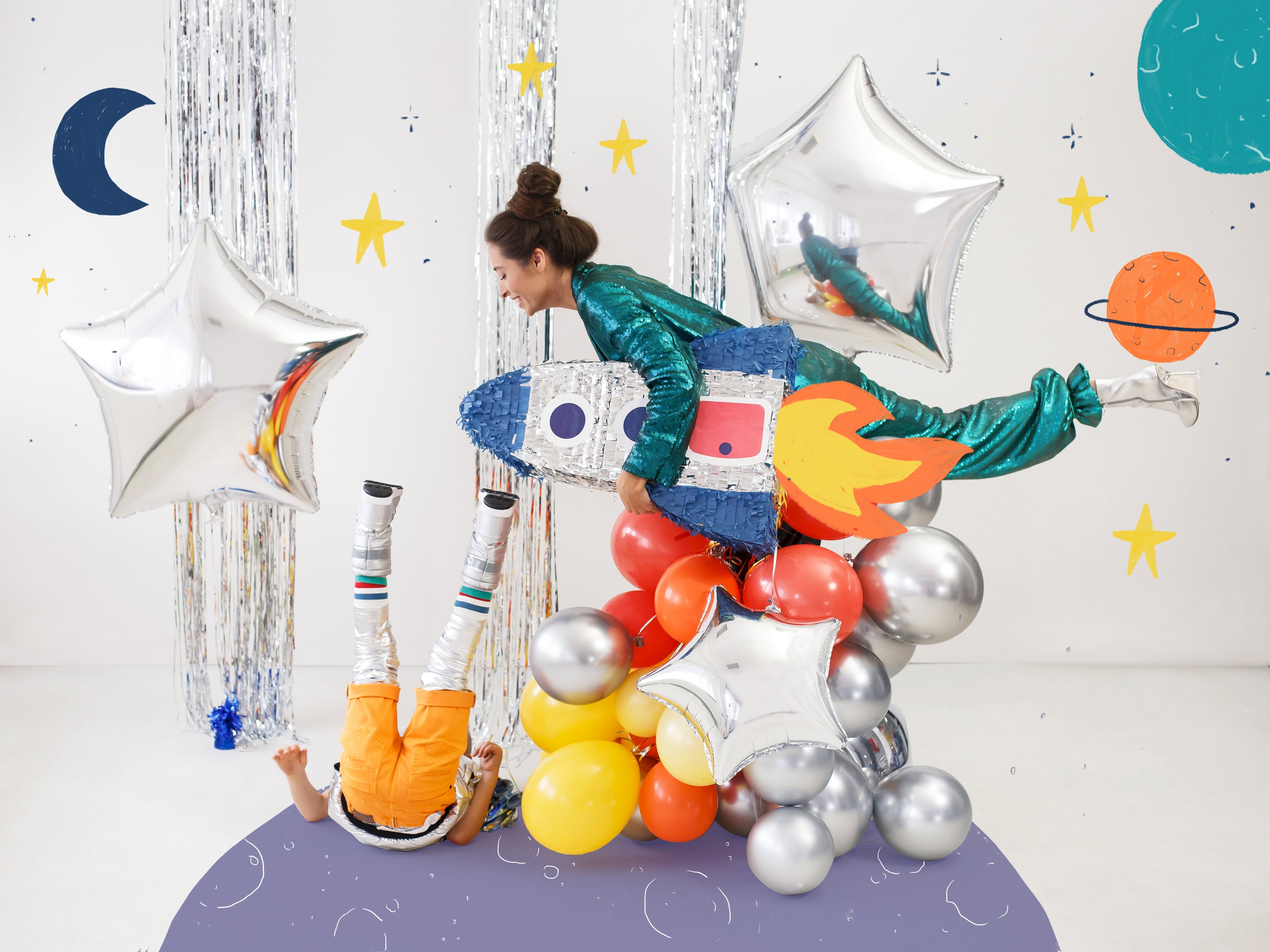 Sternförmiger Folienballon Silber - 70 cm | Metallic Sternballon für Geburtstag, Hochzeit, Silvester, Babyshower & Partydeko