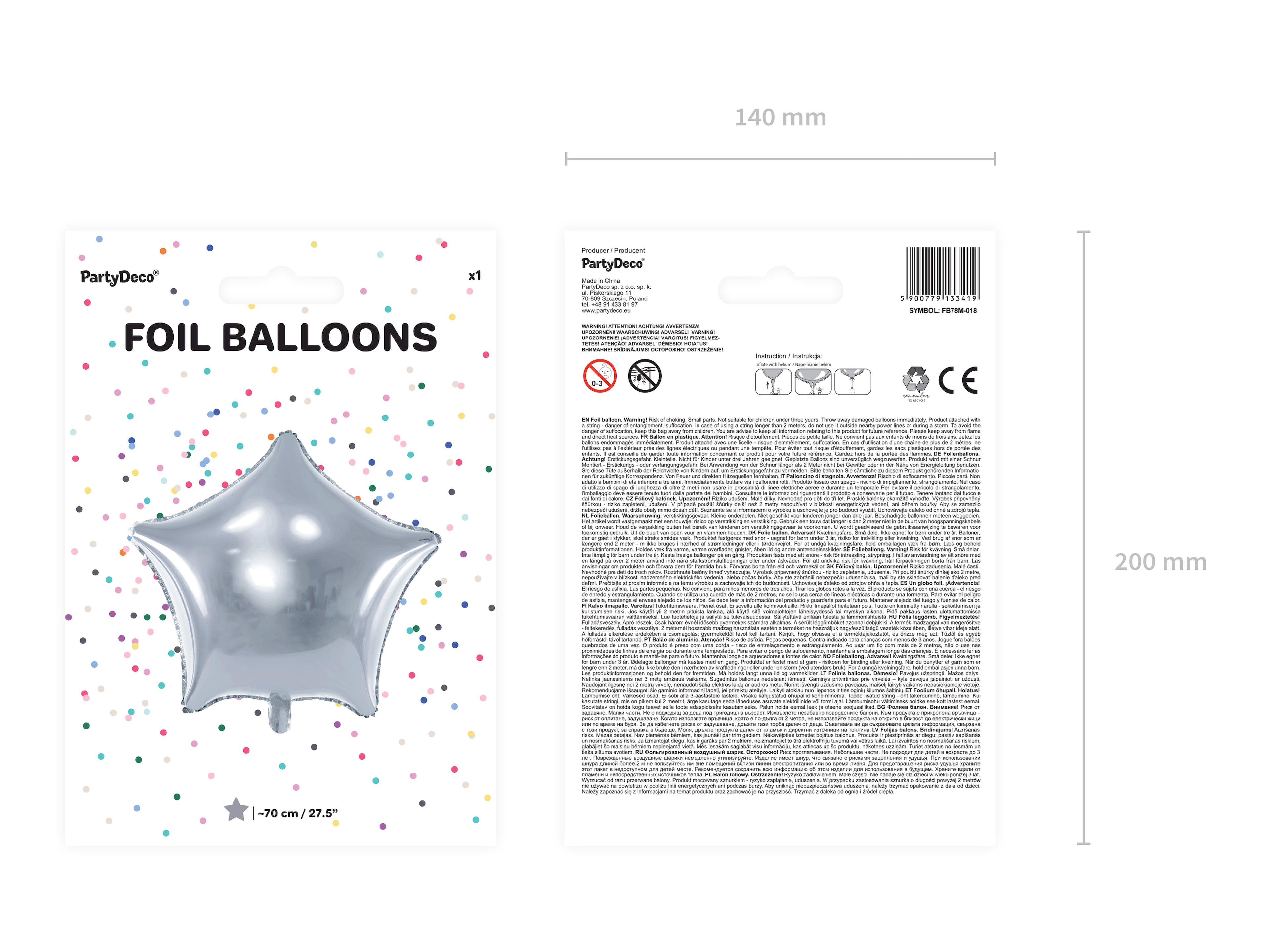 Sternförmiger Folienballon Silber - 70 cm | Metallic Sternballon für Geburtstag, Hochzeit, Silvester, Babyshower & Partydeko