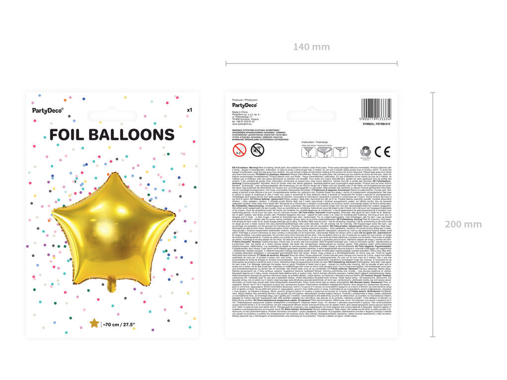 Sternförmiger Folienballon Gold - 70 cm | Goldener Sternballon für Geburtstag, Hochzeit, Babyshower, Silvester & Partydeko