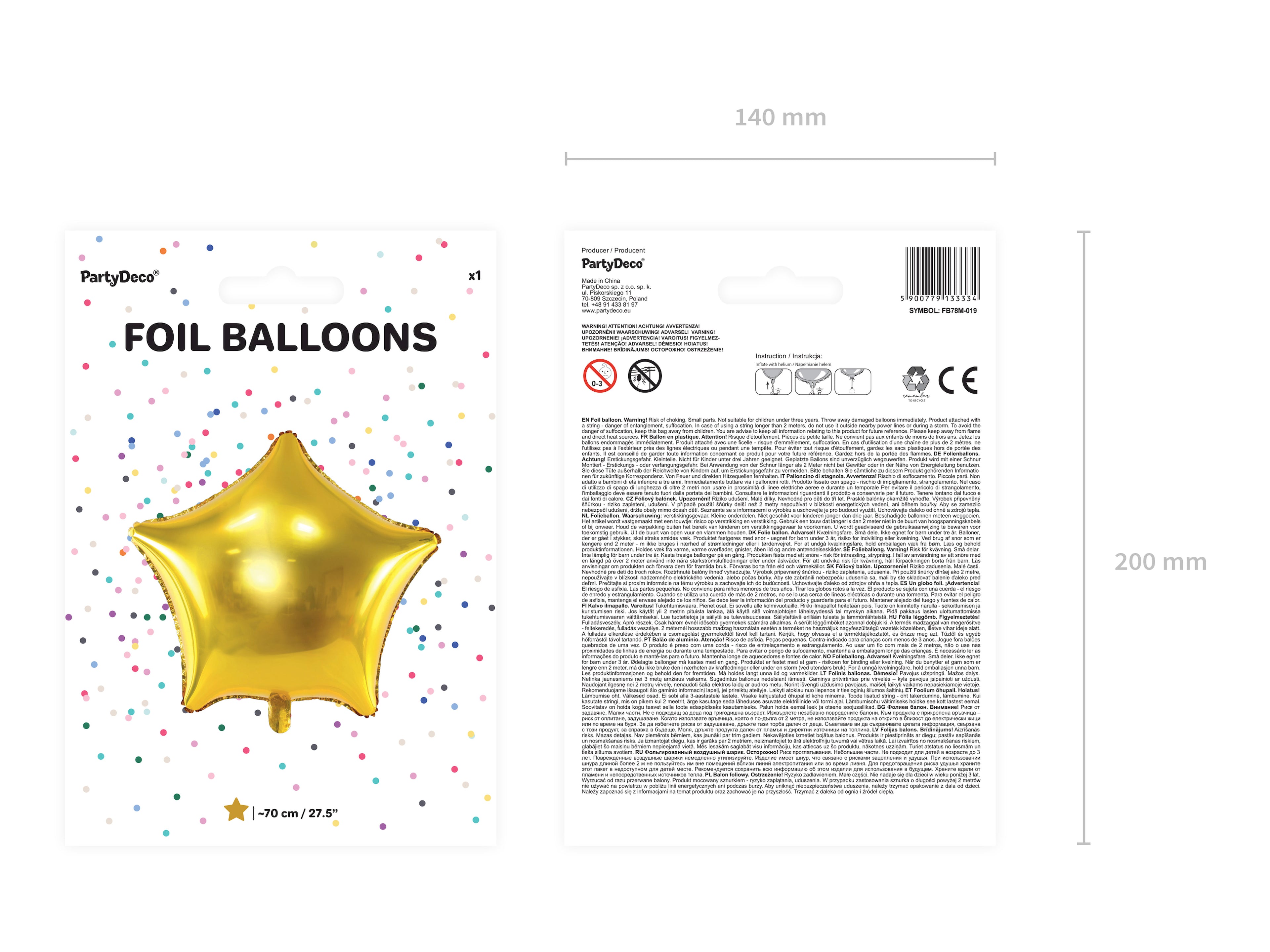 Sternförmiger Folienballon Gold - 70 cm | Goldener Sternballon für Geburtstag, Hochzeit, Babyshower, Silvester & Partydeko