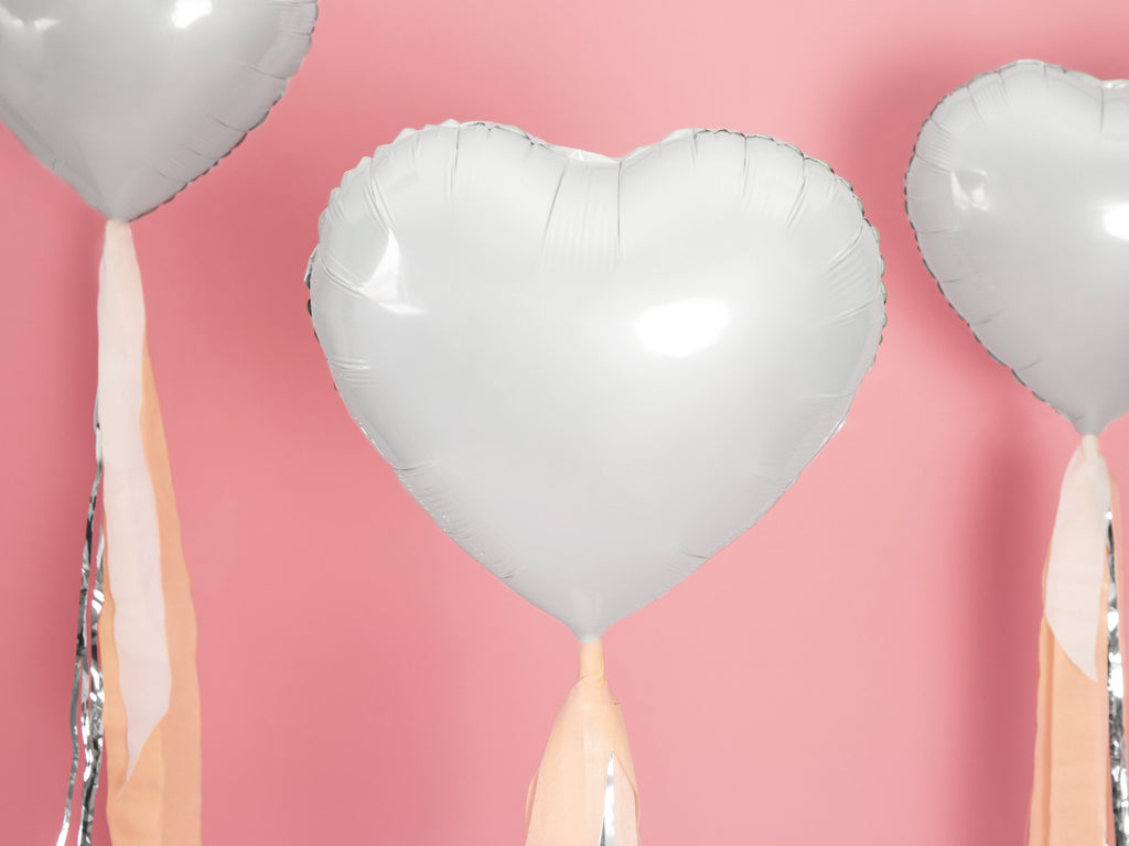 Herzförmiger Folienballon Weiß – 45 cm (18″) | Metallic Herzballon für Hochzeit, JGA, Geburtstag & Valentinstag | Helium oder Luft