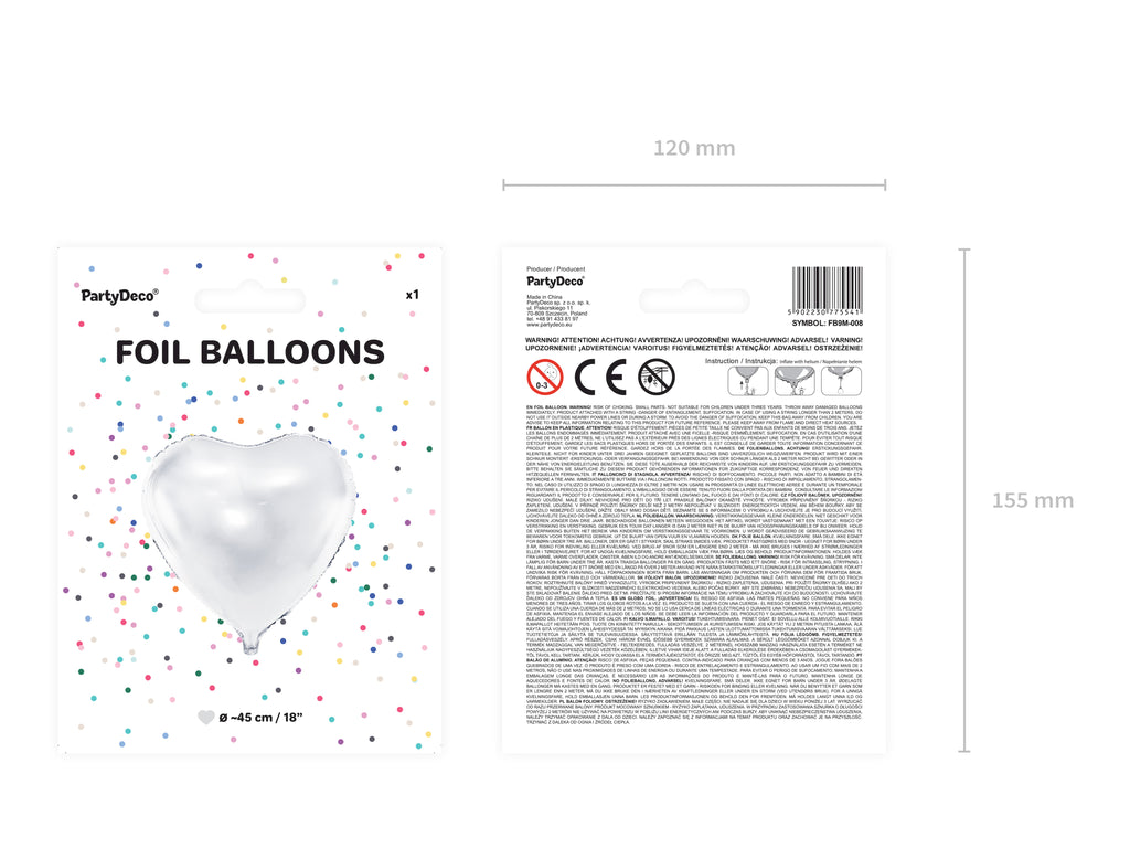 Herzförmiger Folienballon Weiß – 45 cm (18″) | Metallic Herzballon für Hochzeit, JGA, Geburtstag & Valentinstag | Helium oder Luft