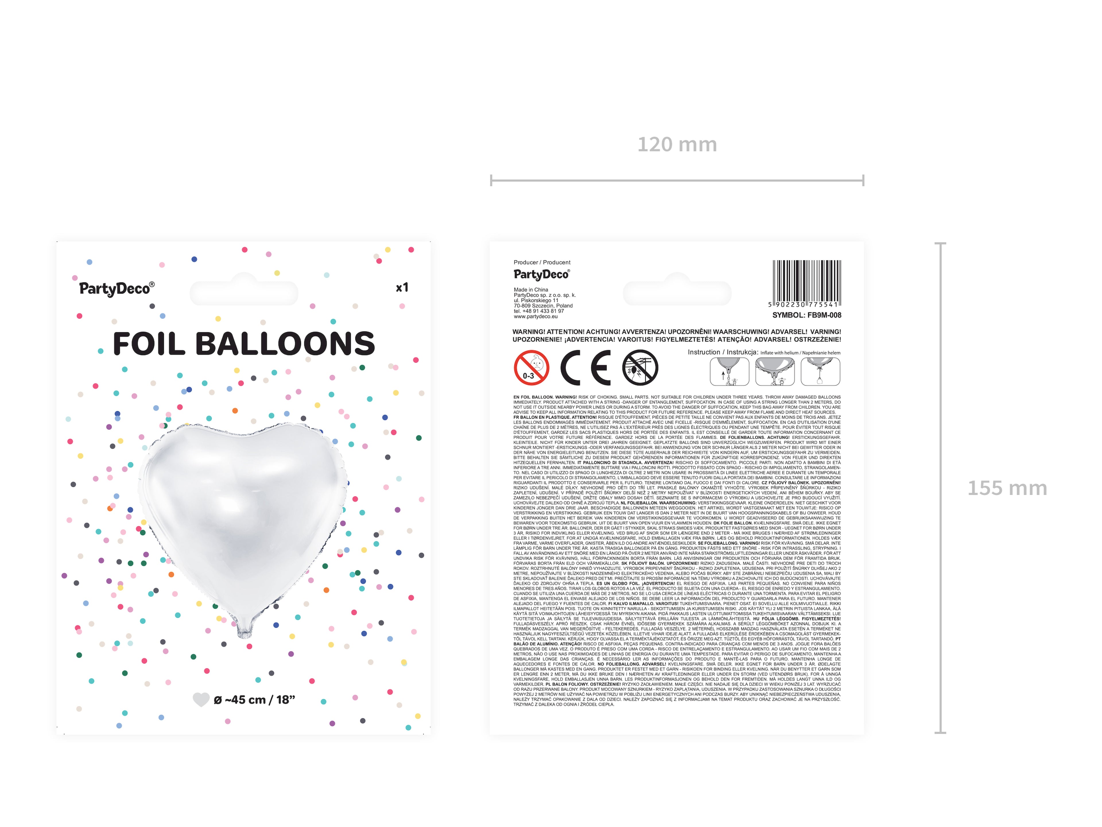 Herzförmiger Folienballon Weiß – 45 cm (18″) | Metallic Herzballon für Hochzeit, JGA, Geburtstag & Valentinstag | Helium oder Luft