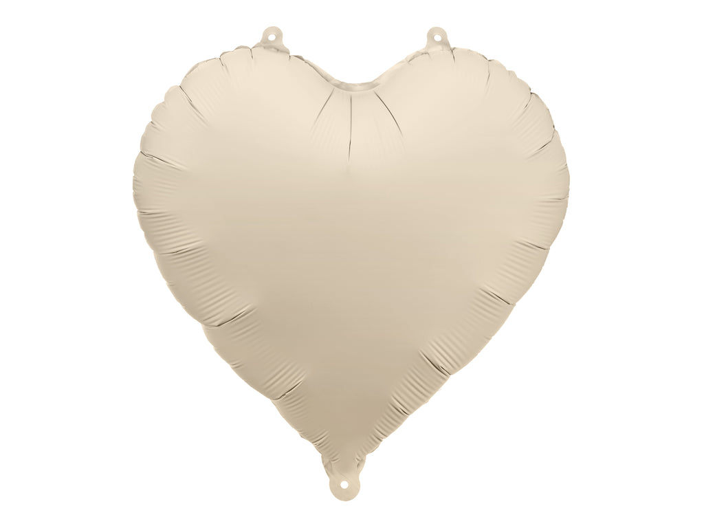 Herz-Folienballon 45 cm in Hellbeige - matter Herzballon für Helium und Luft, elegante Hochzeits-, Geburtstags- und Babyparty-Deko