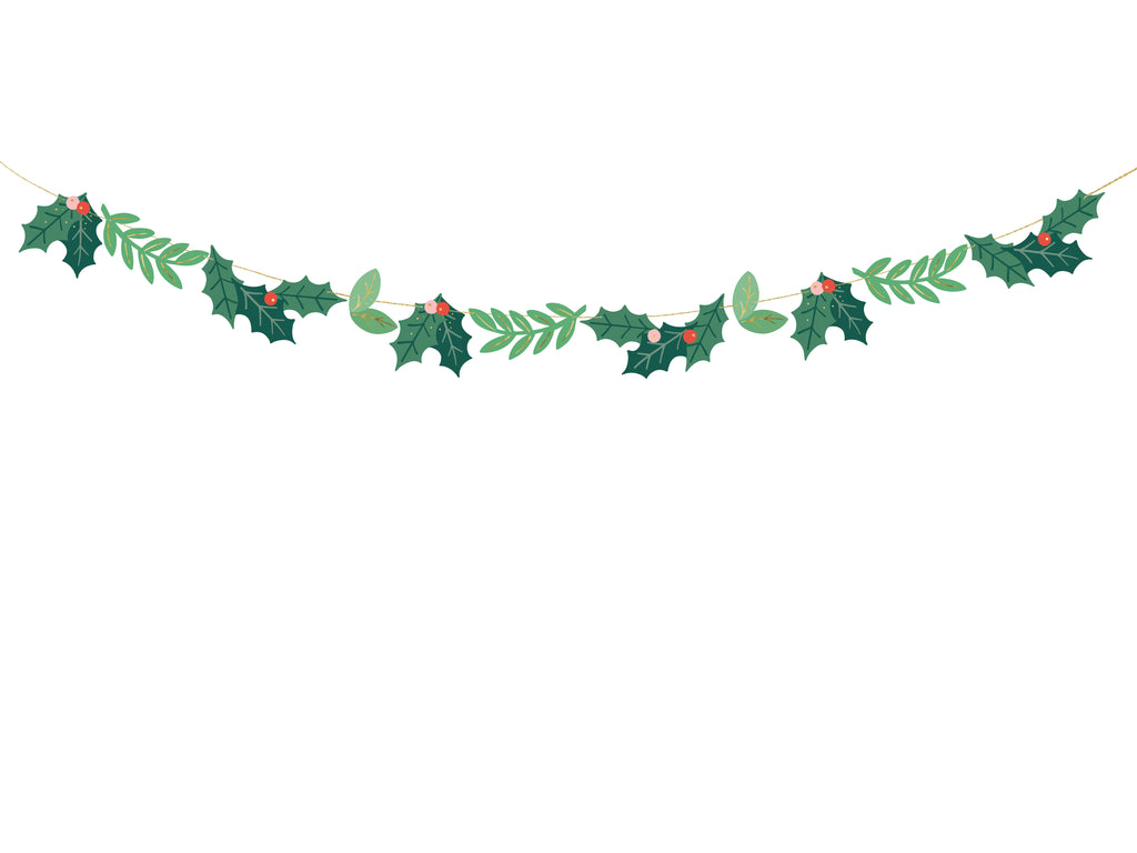 Mistelzweig‑Girlande Grün – 1,5 m Papiergirlande mit 11 Elementen | DIY Weihnachts‑ & Winterdeko, Schnur 4 m