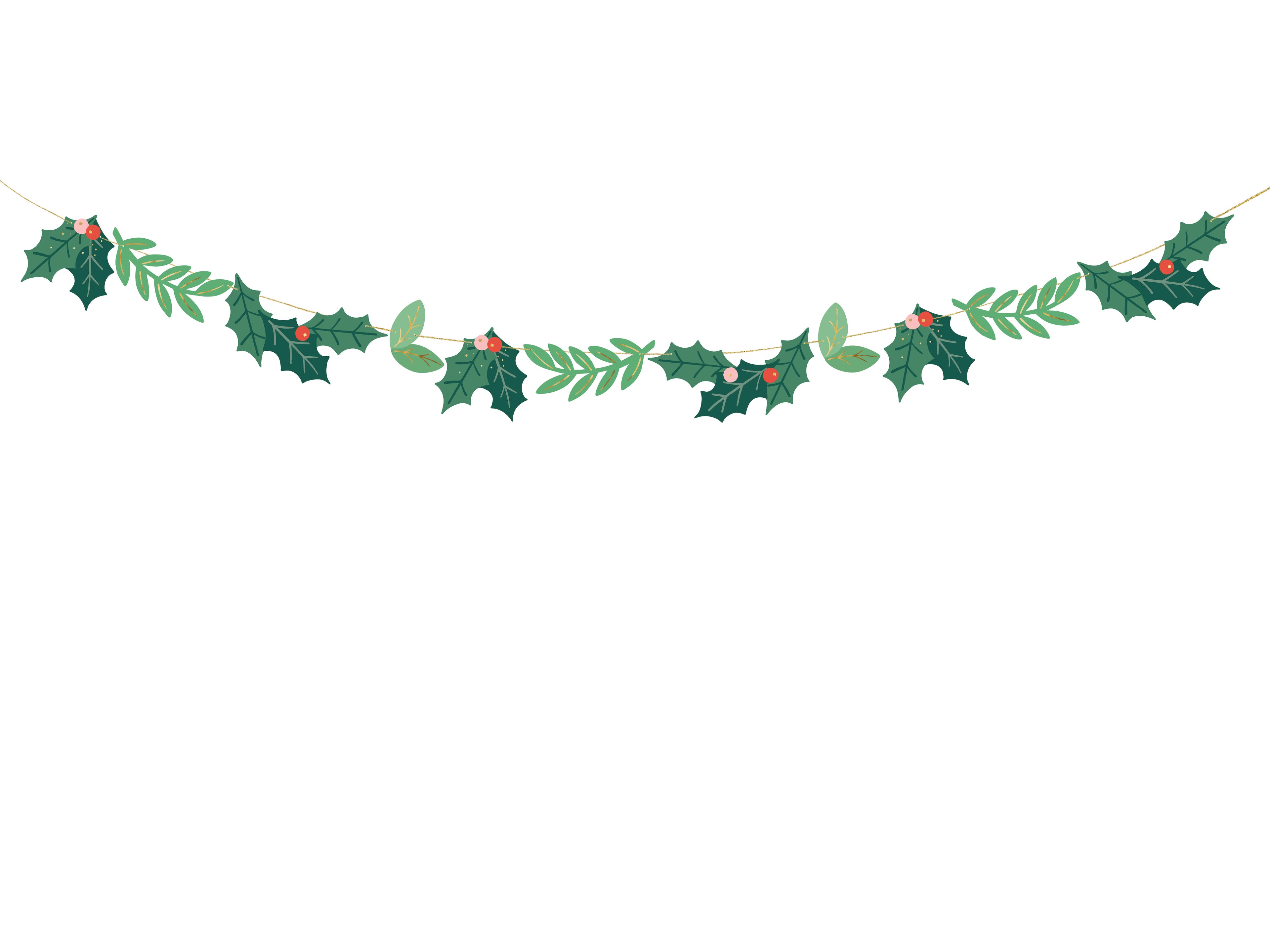 Mistelzweig‑Girlande Grün – 1,5 m Papiergirlande mit 11 Elementen | DIY Weihnachts‑ & Winterdeko, Schnur 4 m