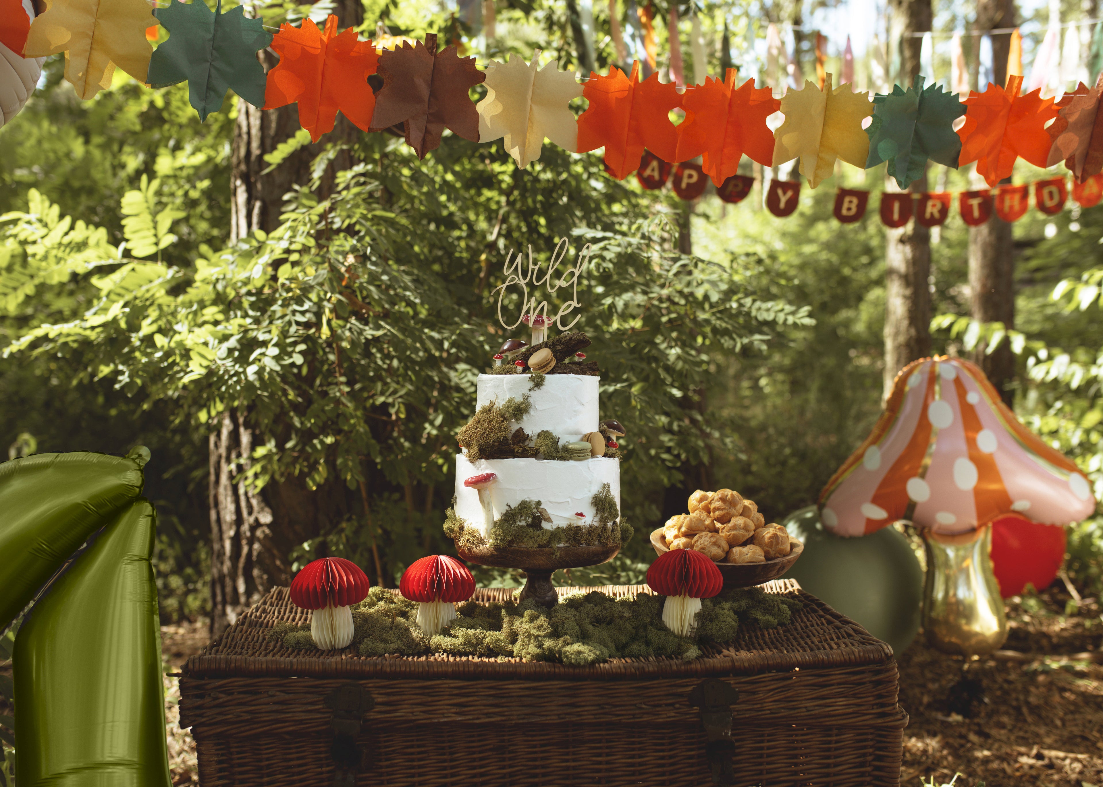 Papiergirlande „Blätter“ – 3 m | Farbmix in Grün/Herbsttönen | Tropische & Boho Hängedeko für Party, Hochzeit, Babyshower