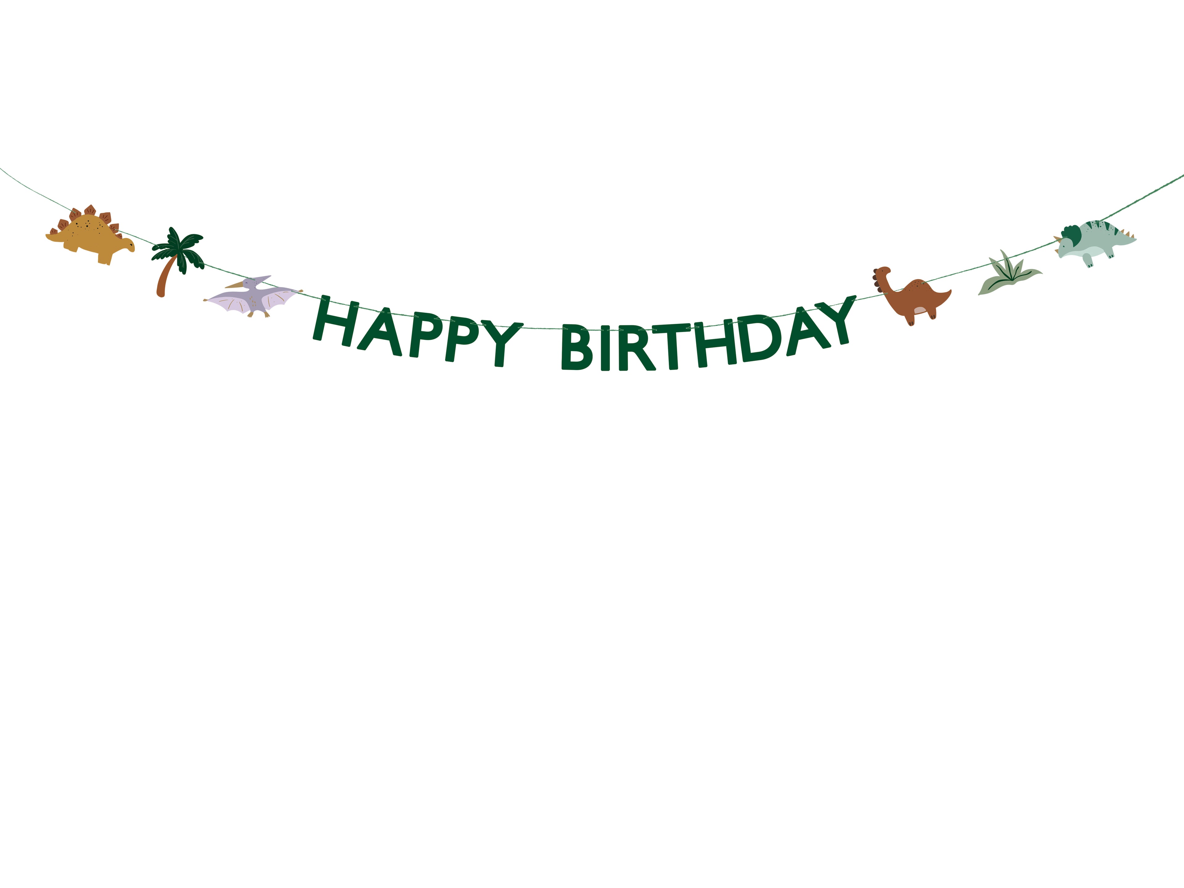 Happy Birthday Dino Banner – 3 m Girlande | Papier‑Wimpelkette mit Dinosauriern | Höhe 11 cm, Schnur 4,5 m | Selbstmontage