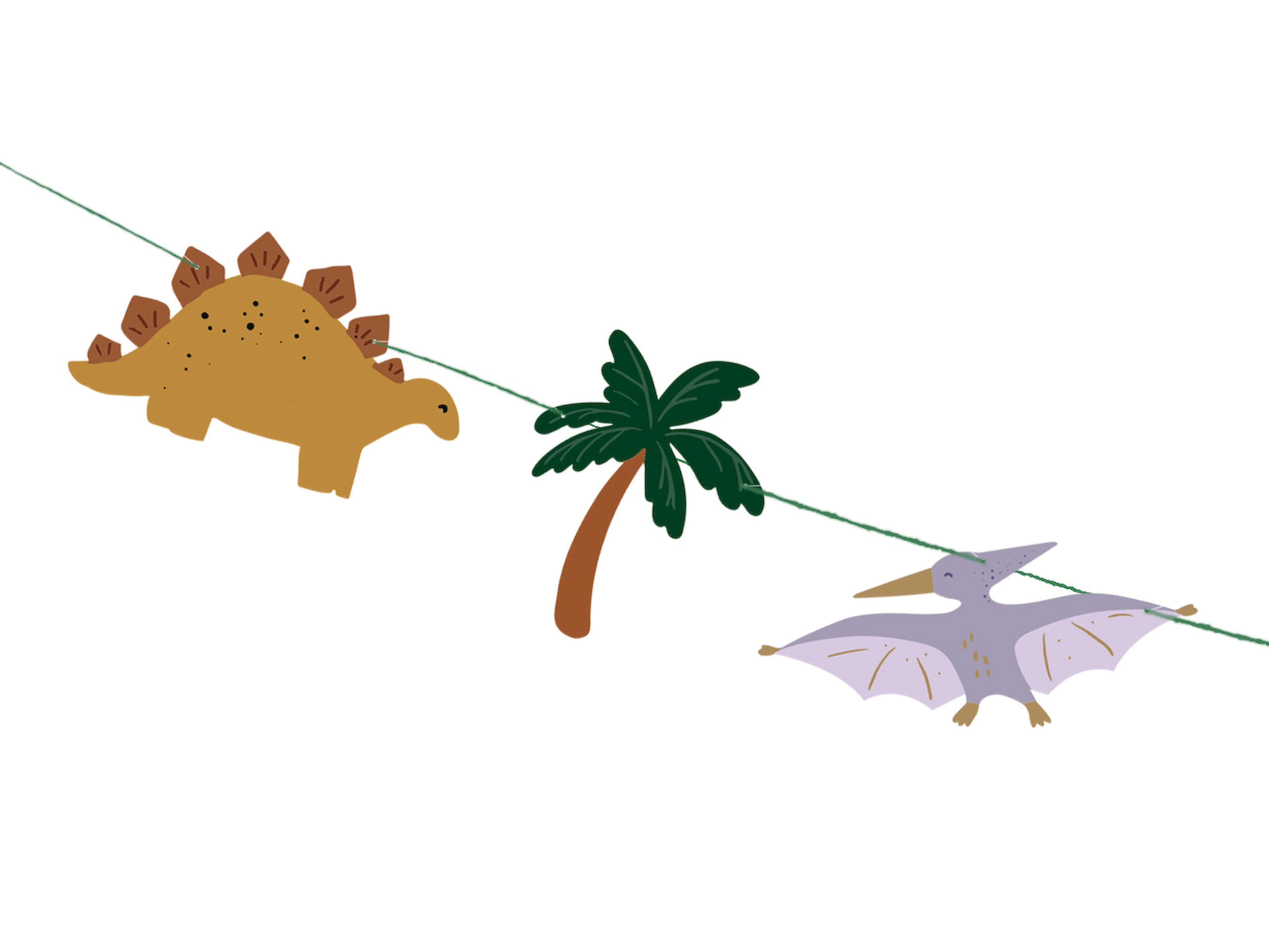 Happy Birthday Dino Banner – 3 m Girlande | Papier‑Wimpelkette mit Dinosauriern | Höhe 11 cm, Schnur 4,5 m | Selbstmontage