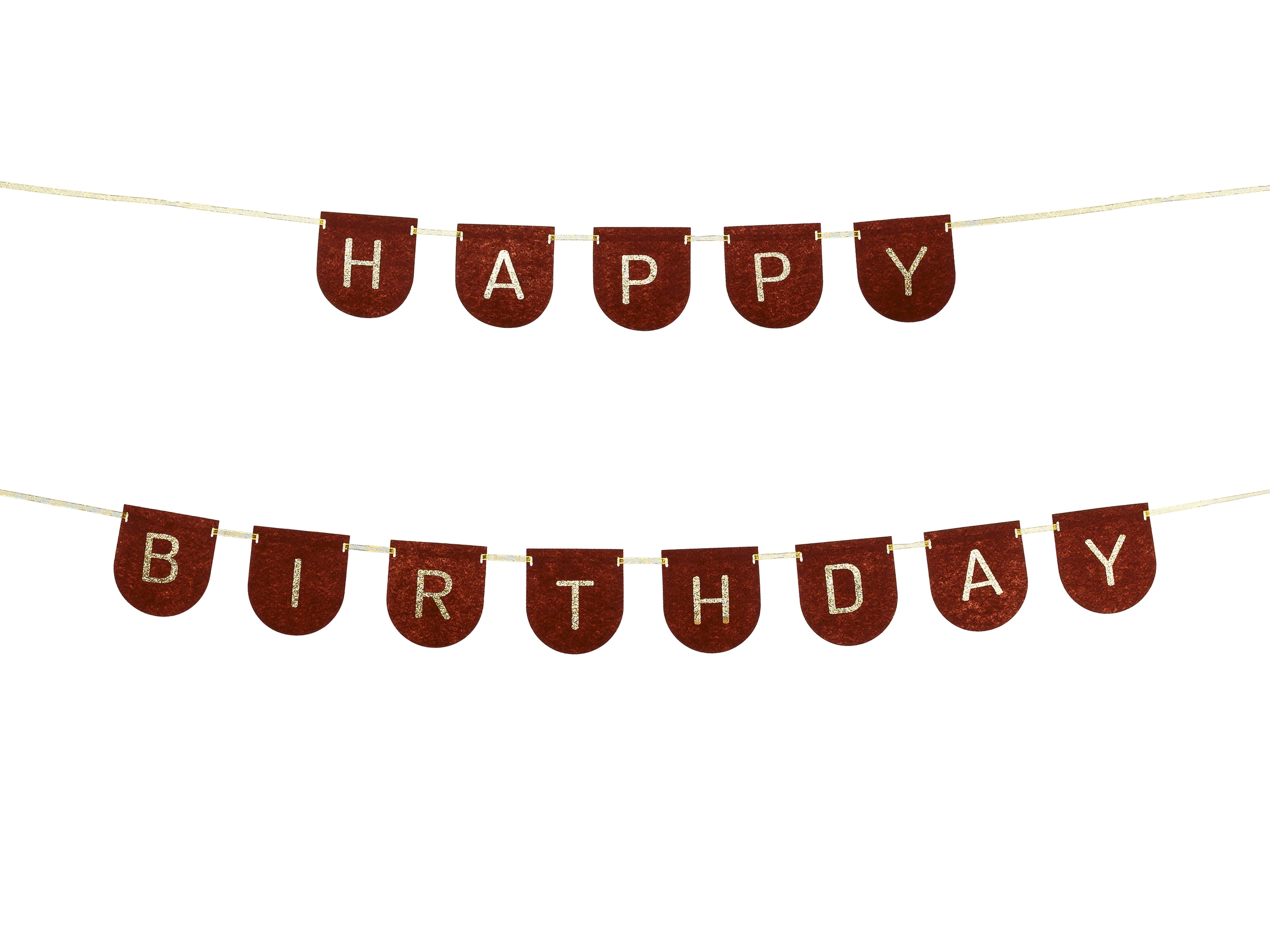 Filz‑Geburtstagsgirlande „Alles Gute zum Geburtstag“ – Braun, 3 m | Hochwertiger Filzbanner mit goldenem Band, 12 cm hoch