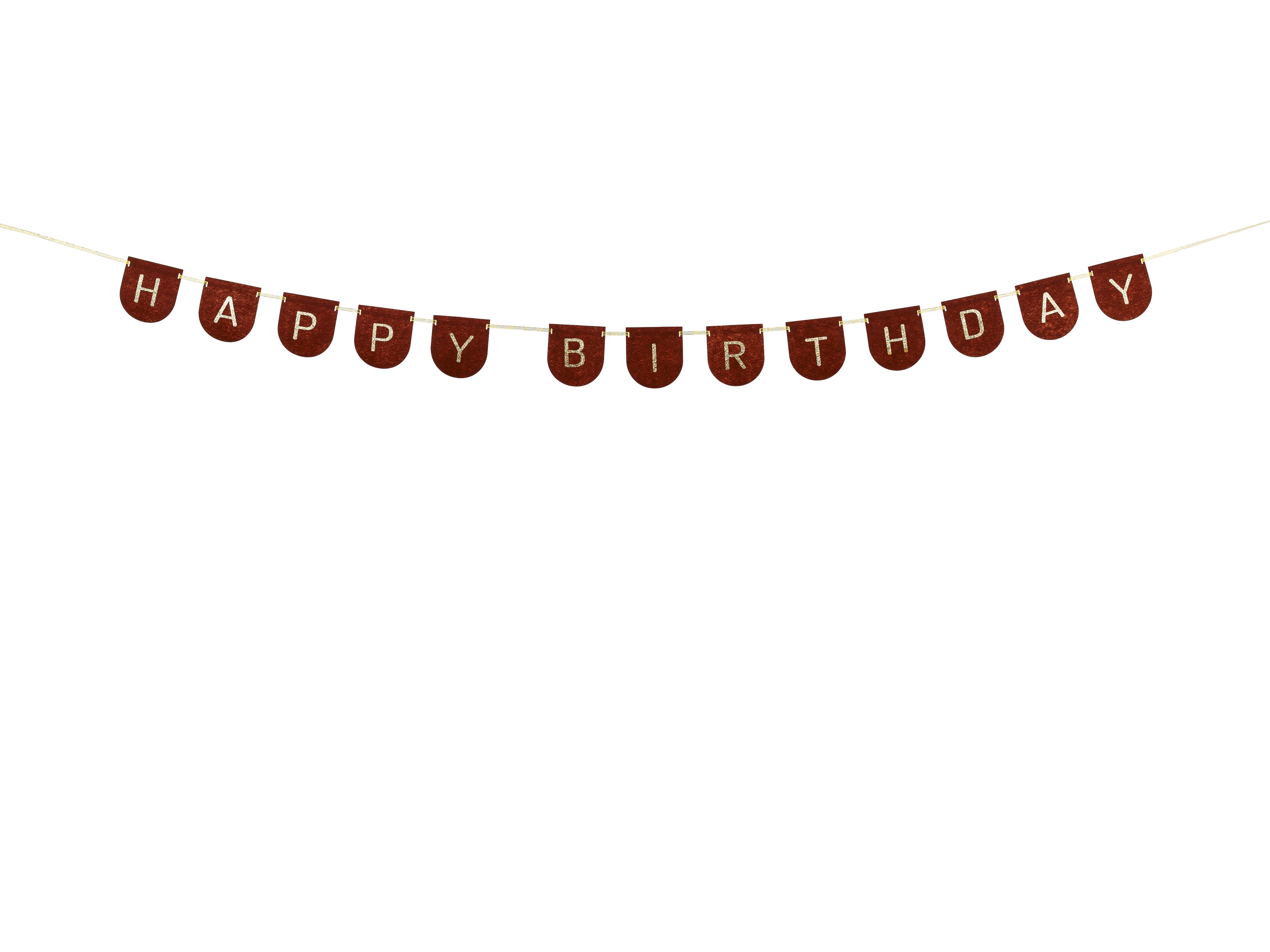 Filz‑Geburtstagsgirlande „Alles Gute zum Geburtstag“ – Braun, 3 m | Hochwertiger Filzbanner mit goldenem Band, 12 cm hoch