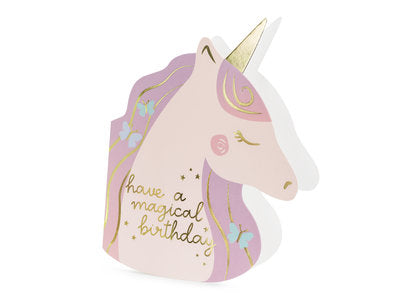 Einhorn-Geburtstagskarte – 15 × 18,5 cm | Verschiedene Farben | Niedliche Karte inkl. Umschlag | Kindergeburtstag, Mädchen & Jungen