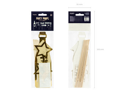 Foto‑Requisiten „Let’s Celebrate“ – 8‑teiliges Set in Gold | Party‑Props zum Selbstmontieren | 21–42 cm | Fotobox, Geburtstag, Hochzeit