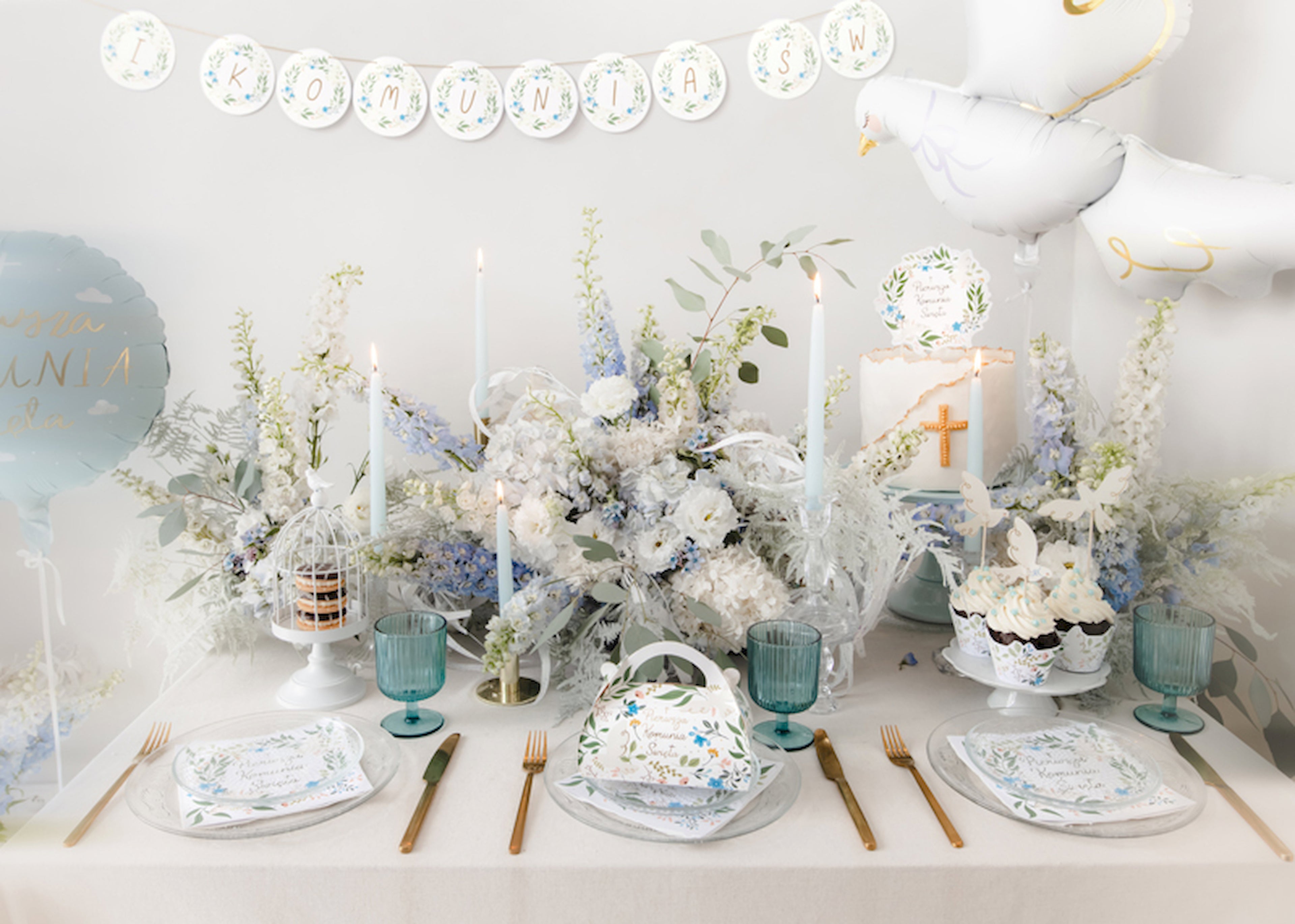 Cupcake‑Dekorationen „Tauben“ – 6er Set | 3 Motive je 2 Stück | 14,5 cm | Hochzeit, Taufe & Kommunion
