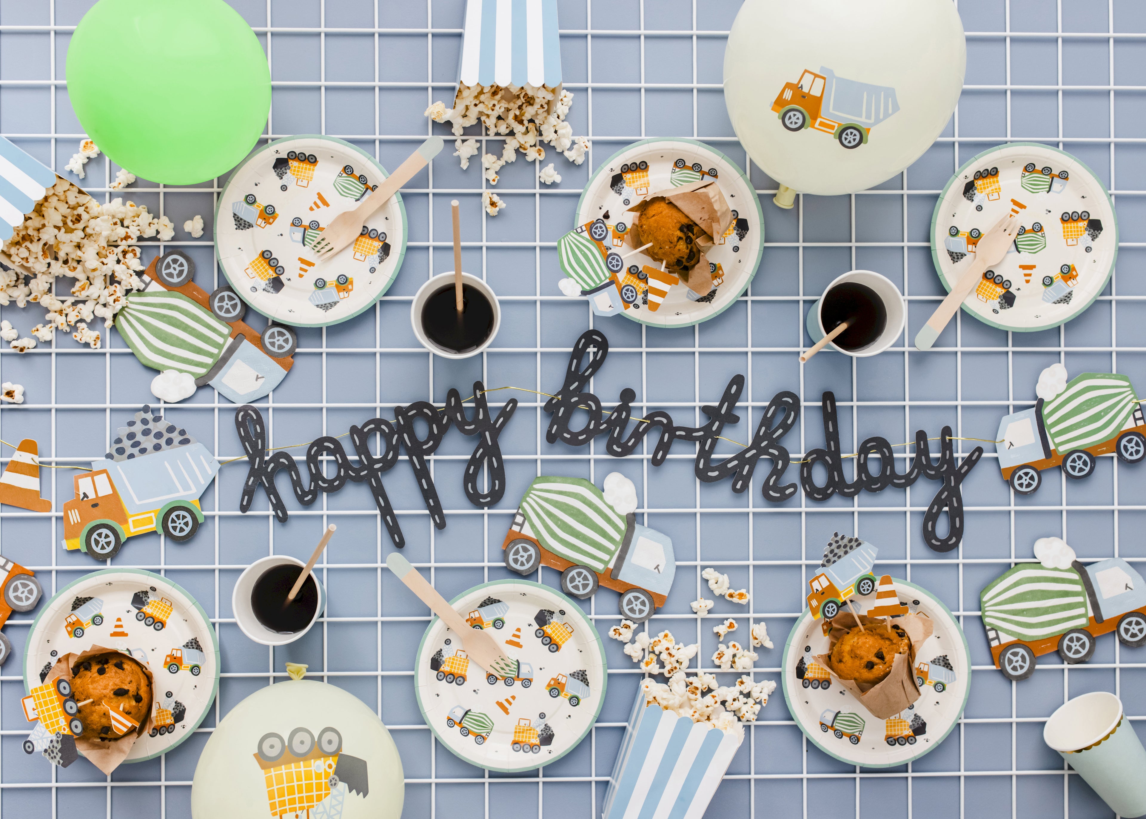 Cupcake‑Dekorationen „Baustellenfahrzeuge“ – 6er Set | 4–7 cm | Topper Bagger, LKW, Mischwagen & Pylone | Kindergeburtstag Baustelle