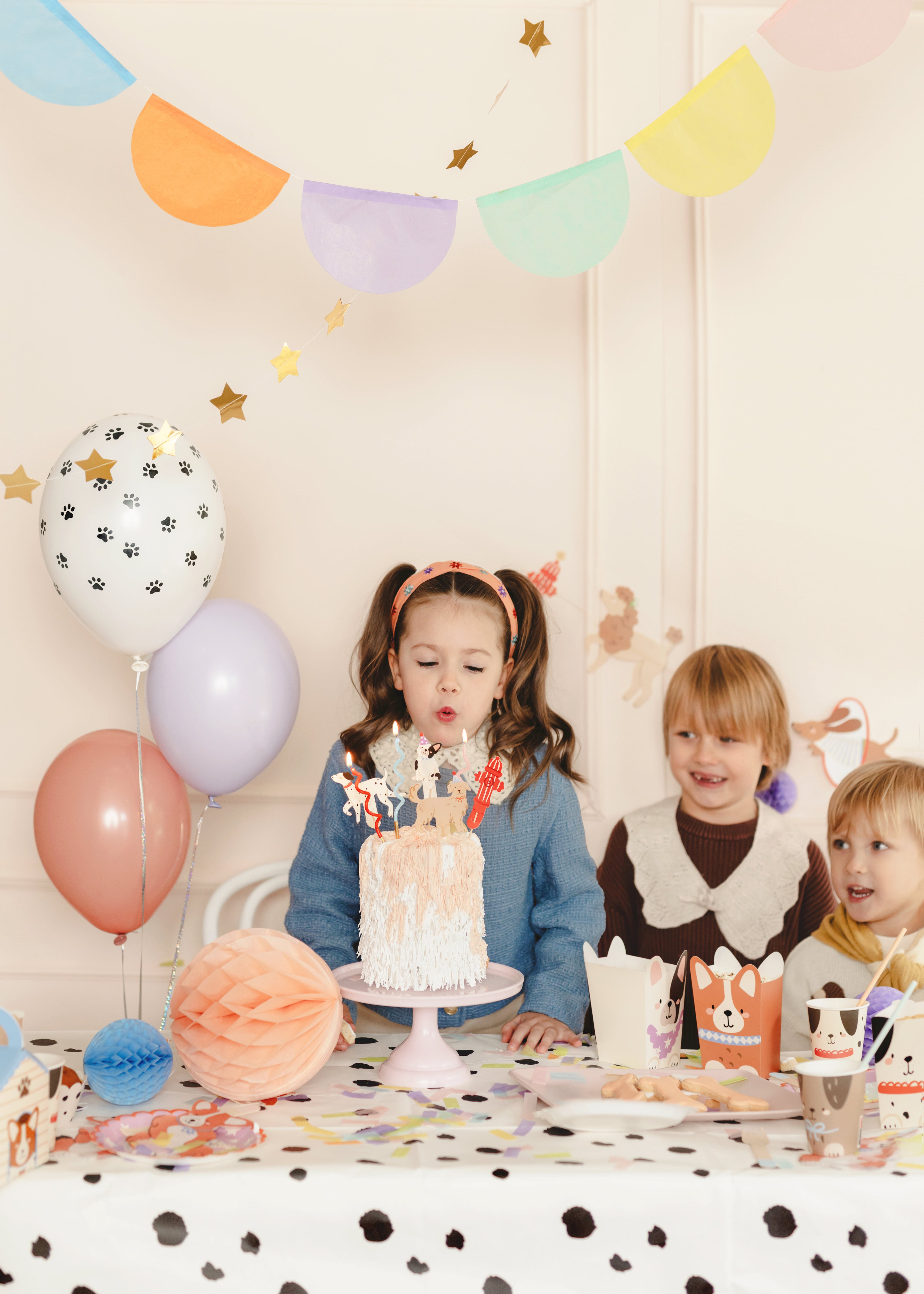 Hunde Cupcake-Dekorationen - 7er Set Kuchenpicker für Kindergeburtstag | Hunde Partydeko aus Papier mit Holzstäbchen | 7-9,5 cm