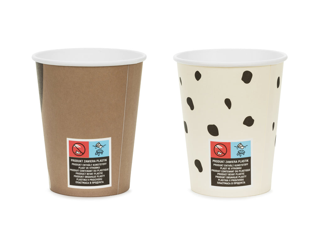 Hundebecher 220 ml – Pappbecher mit Hundemotiven, 3 Designs, Einweg, 1 Packung/6 Stück, nicht für Heißgetränke
