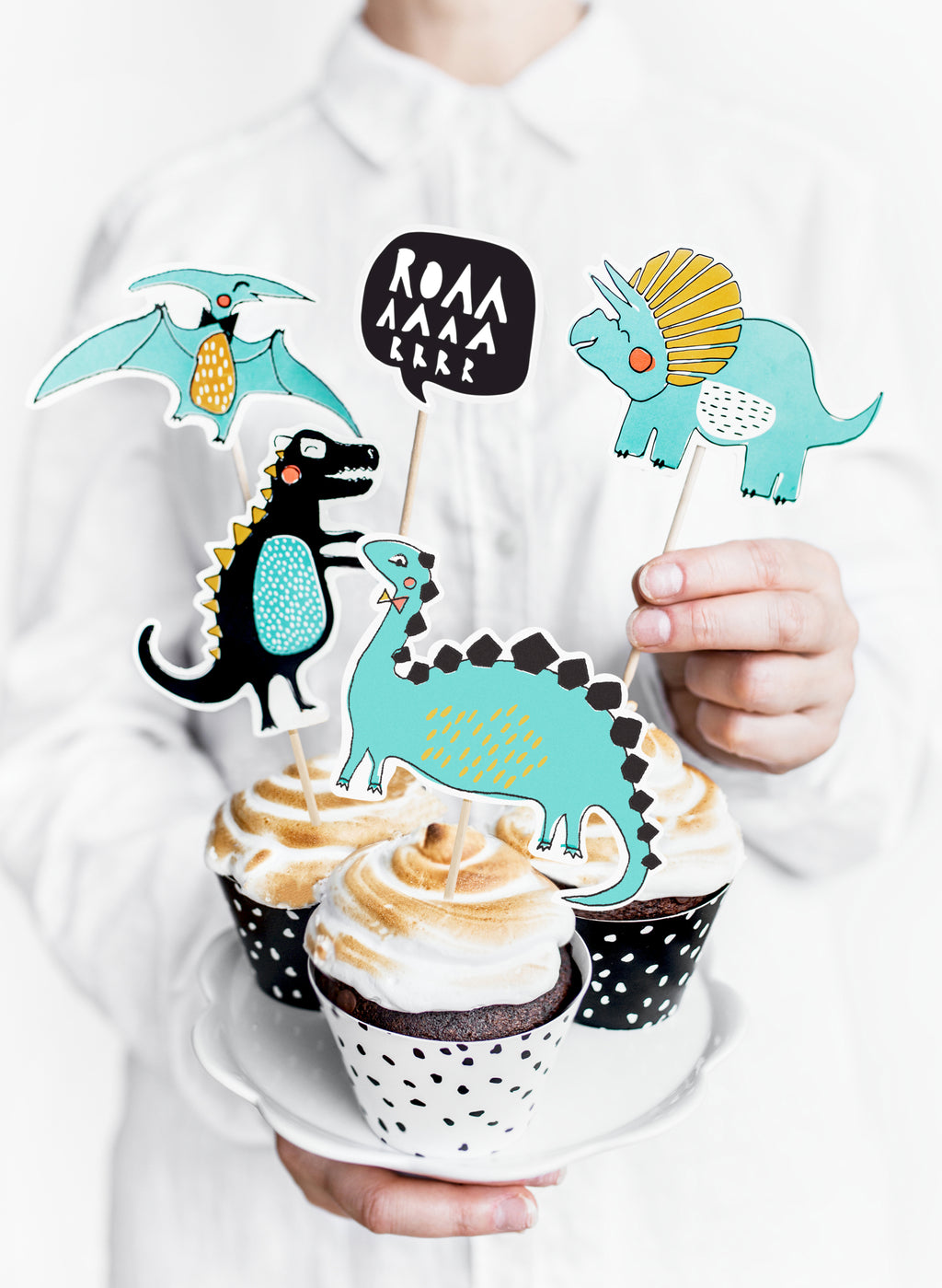 Dinosaurier‑Topper – 5er Set Kuchen‑ & Cupcake‑Deko | 10,5–20 cm | Dino Partydeko für Kindergeburtstag
