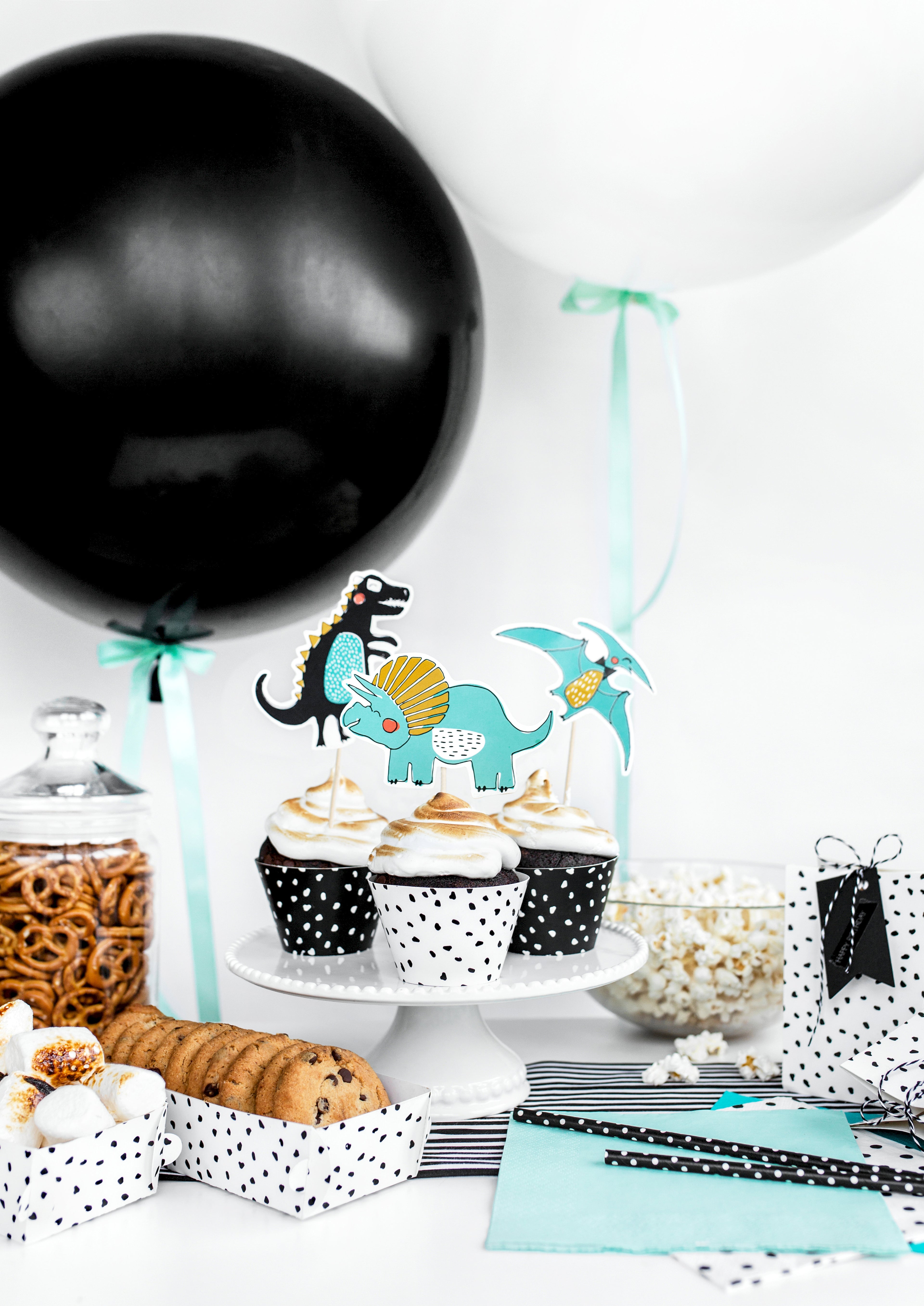 Dinosaurier‑Topper – 5er Set Kuchen‑ & Cupcake‑Deko | 10,5–20 cm | Dino Partydeko für Kindergeburtstag