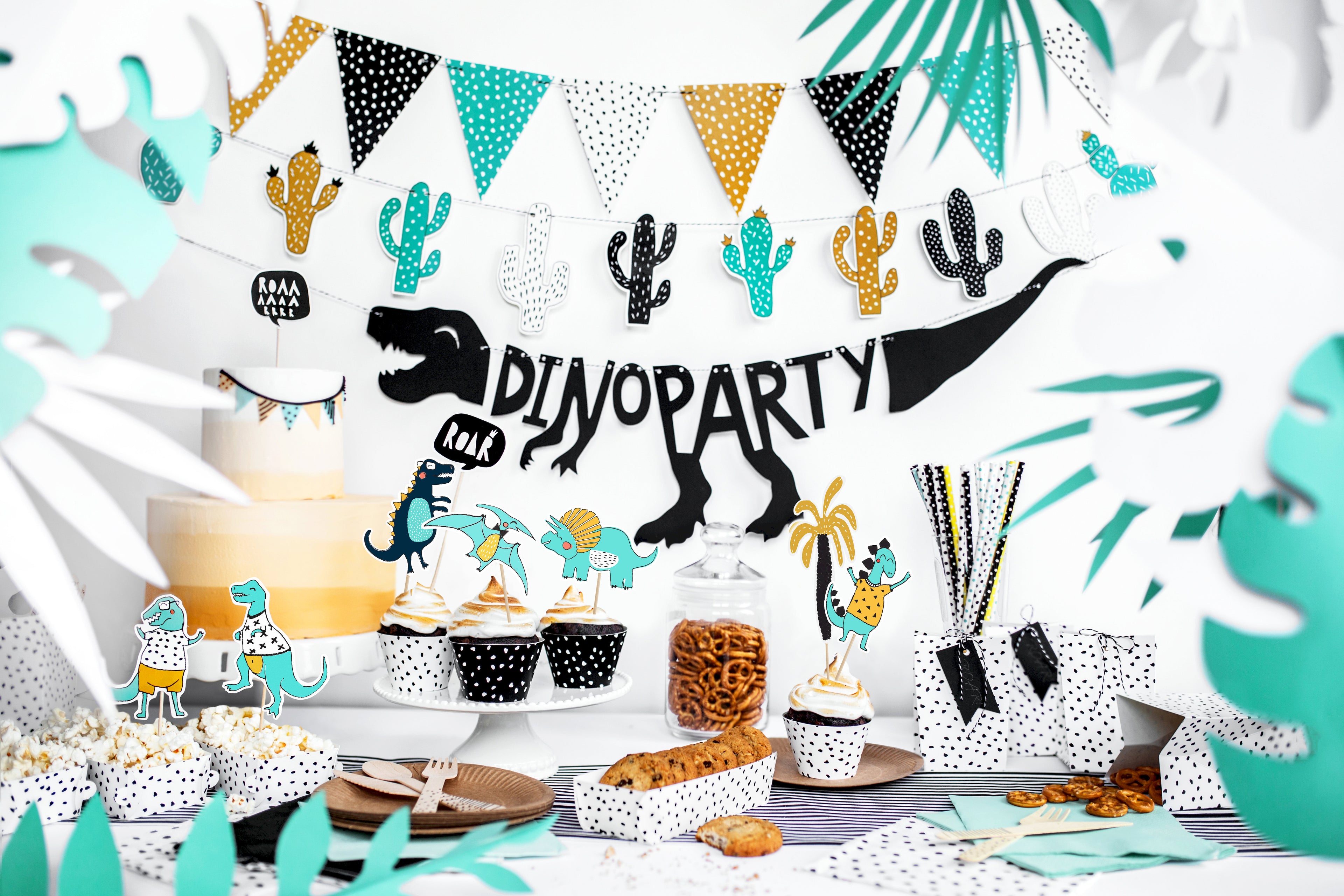 Dinosaurier‑Topper – 5er Set Kuchen‑ & Cupcake‑Deko | 10,5–20 cm | Dino Partydeko für Kindergeburtstag