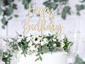 Holz Kuchen Topper „Happy Birthday“ – 15 × 16,5 cm | Wiederverwendbarer Tortenaufsatz aus Holz für Geburtstag