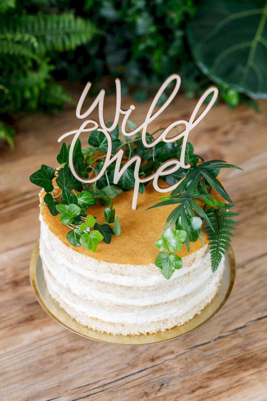 Wooden Cake Topper "Wild One" – 22 cm | Natural Cake Decoration for 1st Birthday & Boho Party