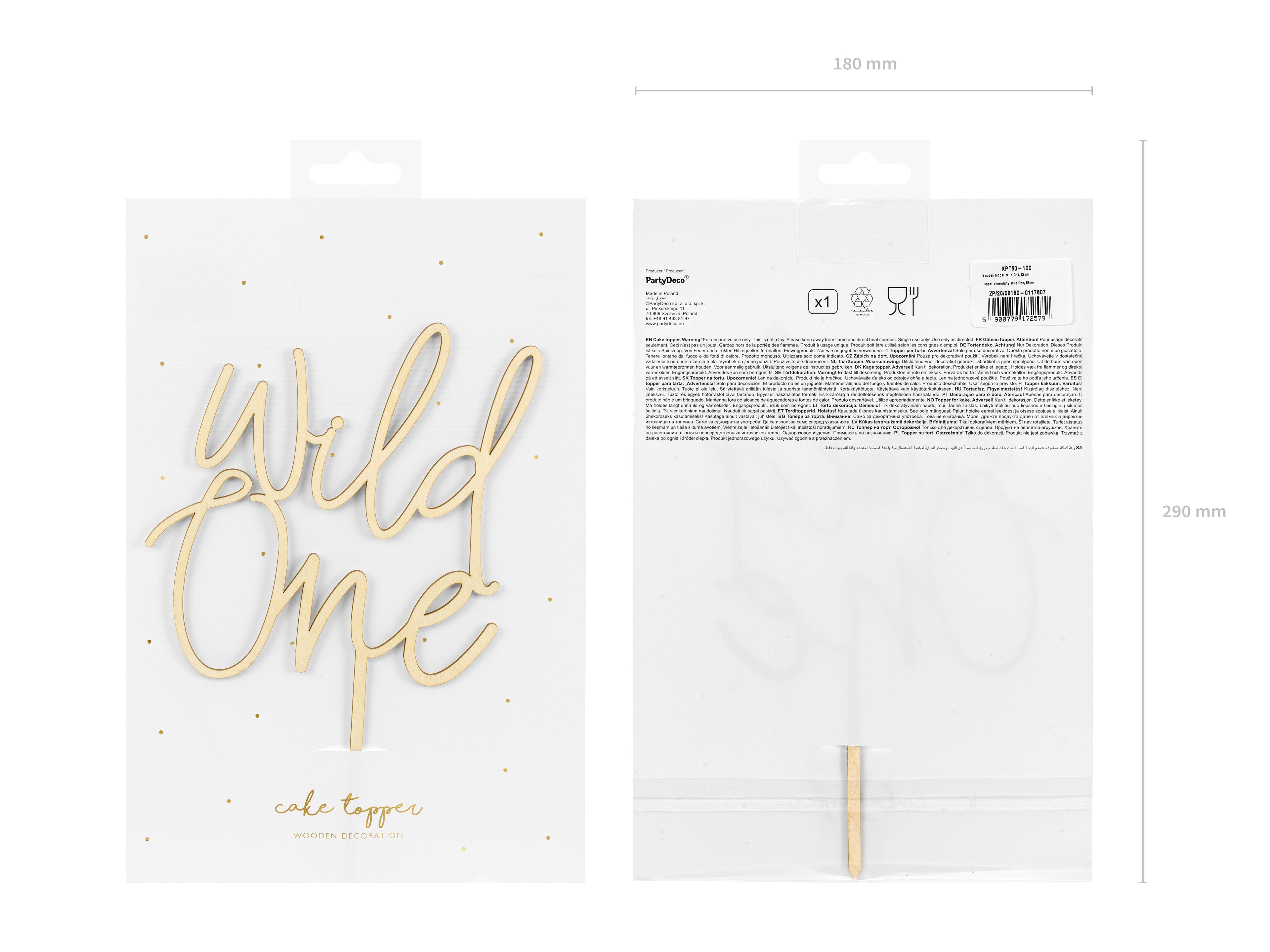 Wooden Cake Topper "Wild One" – 22 cm | Natural Cake Decoration for 1st Birthday & Boho Party