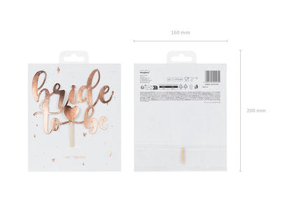 Braut‑Topper Roségold – Kuchen Topper „Bride“ | Höhe 17,5 cm | Hochzeit, JGA, Bridal Shower, Tortendeko