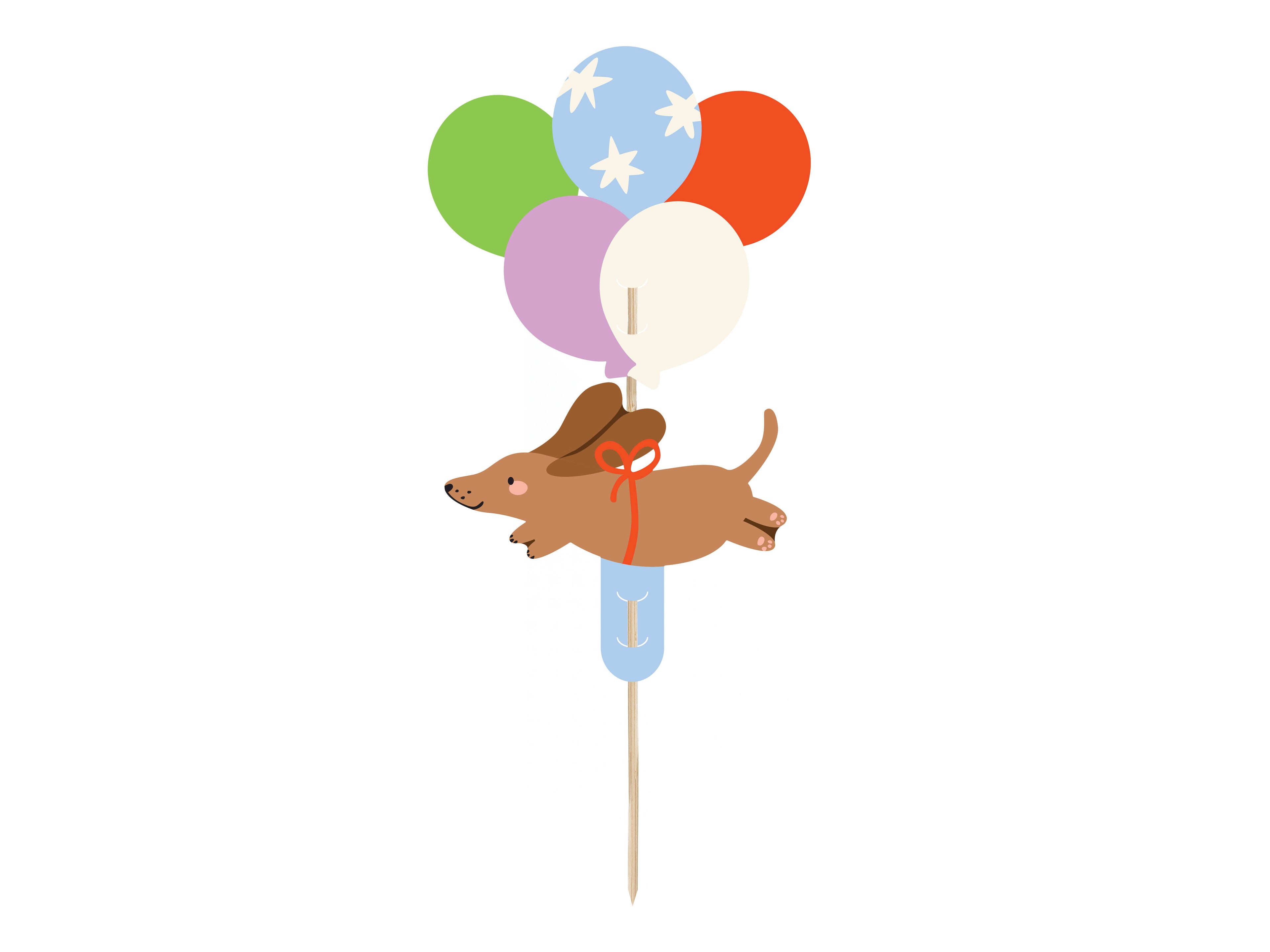 Dackel-Kuchenfigur 9 × 17 cm – Tortenfigur Hund, Farbmix, süße Deko für Kuchen & Torten, Hunde‑Geburtstag/Party