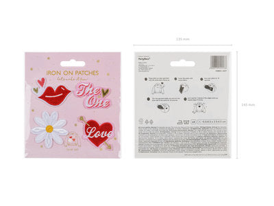 Bügelbilder „I Love“ – 4er Set Aufnäher im Farbmix | Zum Aufbügeln für Kleidung & Taschen | 5,5–6,5 × 3,5–4,5 cm | DIY , Upcycling