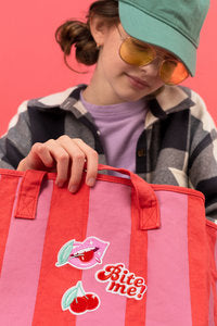 Aufbügelmotive „Bite me“ – 3er Set Patches im Farbmix | Bügelbilder für Kleidung, Jeans & Taschen | 4–4,5 × 4,5–7 cm | DIY , Upcycling