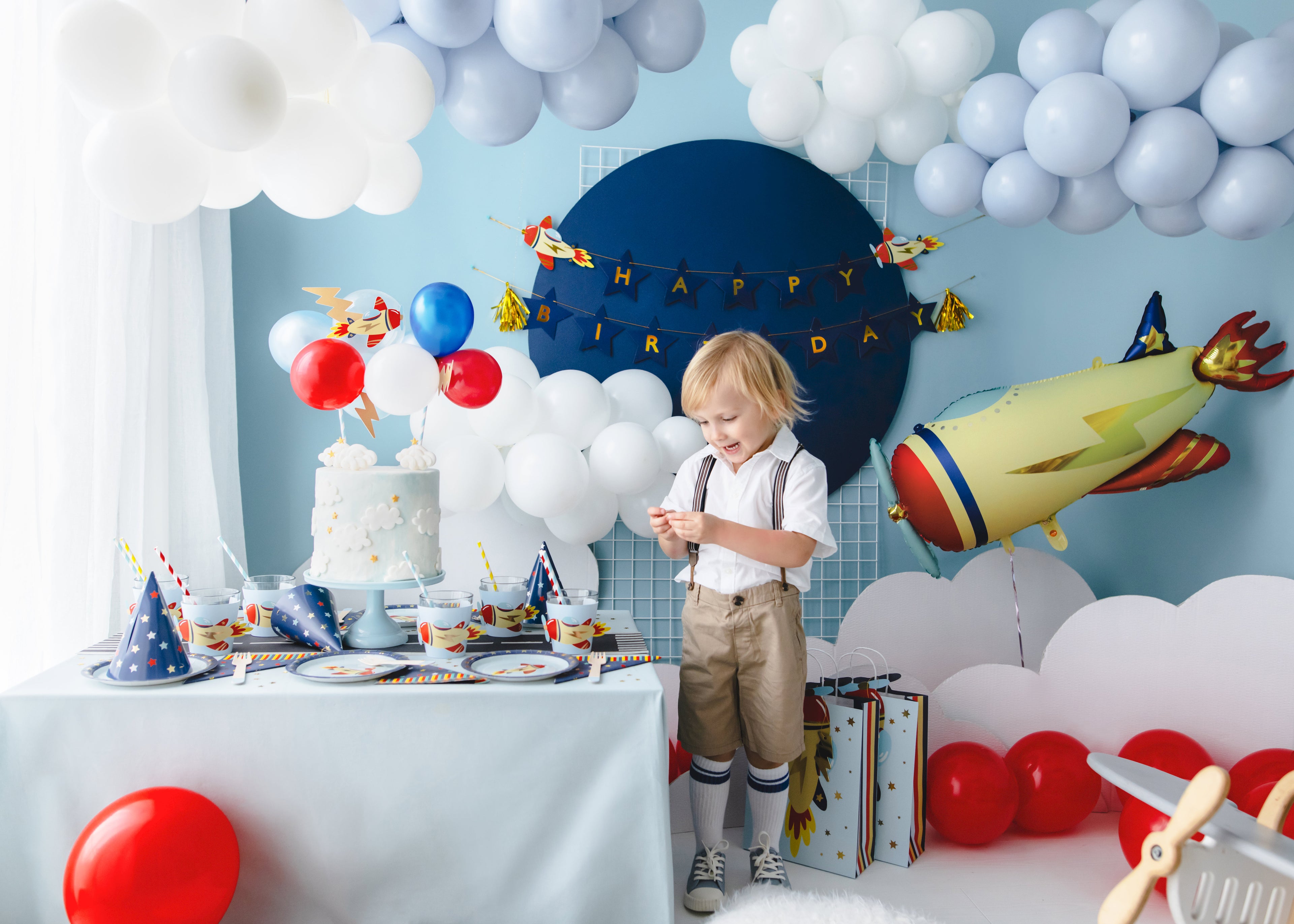 Flugzeug‑Becherdeckel – 6er Set | Aufsätze für Partybecher im Farbmix | DIY, ca. 23 × 9,5 cm (flach) | Kindergeburtstag & Reise‑Mottoparty