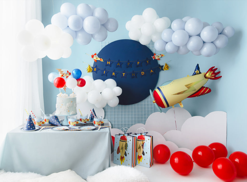 Flugzeug‑Becherdeckel – 6er Set | Aufsätze für Partybecher im Farbmix | DIY, ca. 23 × 9,5 cm (flach) | Kindergeburtstag & Reise‑Mottoparty