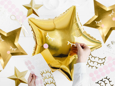 Aufkleber „Party Little Star“ – Augen & Rouge Sticker Set | 12 Stickerpaare | Papier, Farbmix | Deko für Kinderparty, DIY , Basteln