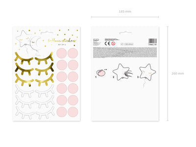 Aufkleber „Party Little Star“ – Augen & Rouge Sticker Set | 12 Stickerpaare | Papier, Farbmix | Deko für Kinderparty, DIY , Basteln