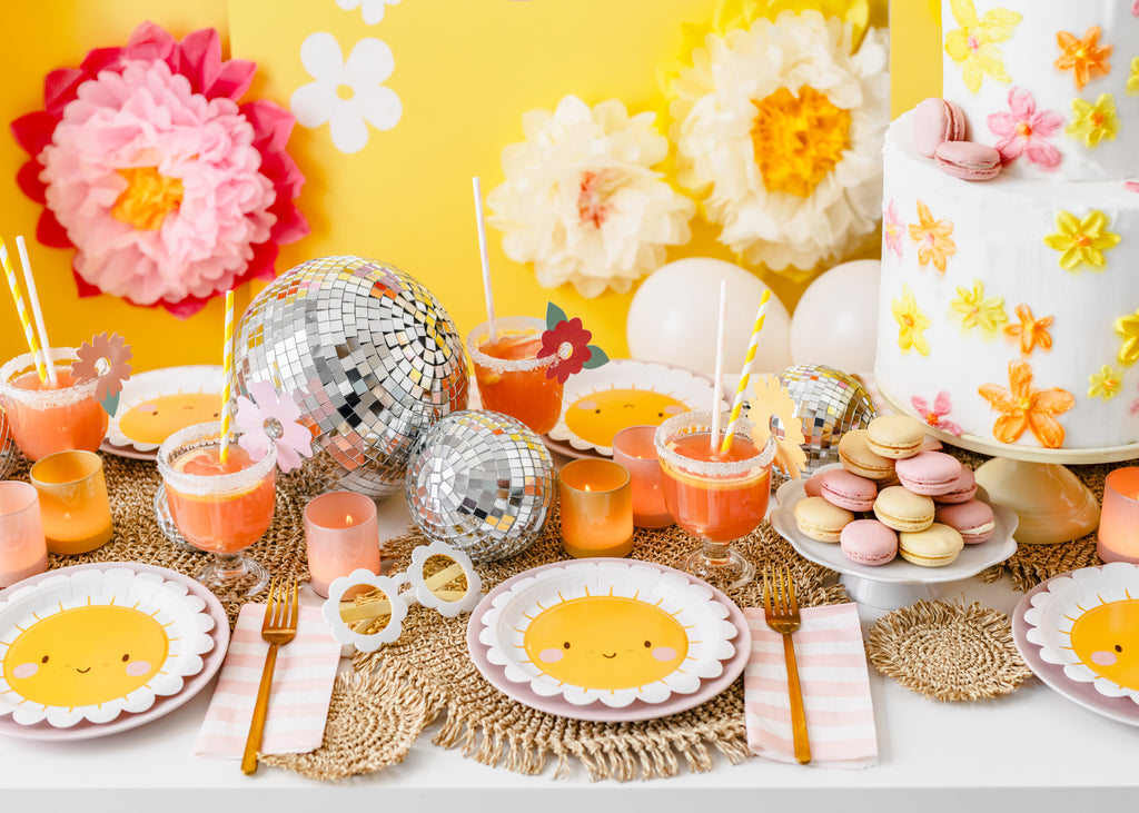 Gänseblümchen‑Brille Weiß – Partybrille mit gelben Gläsern | 13 × 6 × 13 cm | Festival, Sommerparty & Fotos