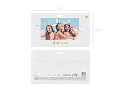 Bride Squad Stirnbänder Set – 6‑teilig | Haarreifen mit Ohren | 5× Rosa „Bride Babes“ & 1× Weiß „The Bride“ | JGA Accessoires