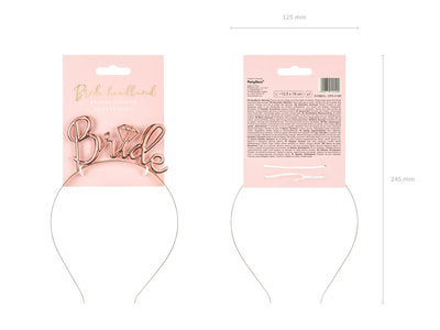Brautstirnband Roségold – Haarreif „Bride“ aus Metall | JGA Accessoire | Bridal Shower | Eleganter Bride Haarreifen