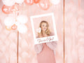 Selfie‑Rahmen „She Said Yes“ – Weiß & Roségold | 50 × 59,5 cm | JGA , Verlobungs‑Fotoprop, zum Selbstaufbau